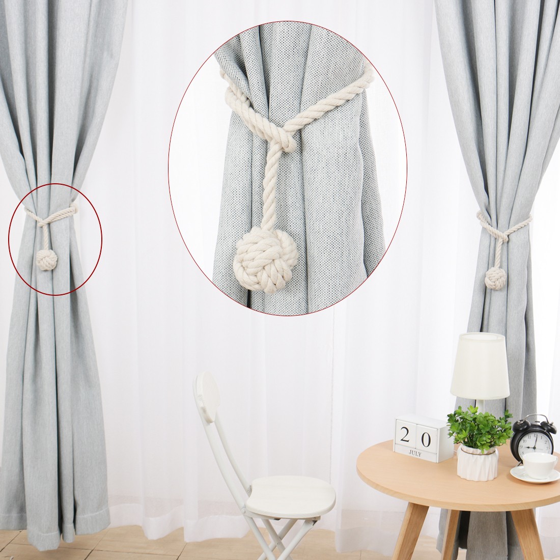 4pcs Curtain Tieback 24 Inch Holdback Decorative Rope Curtain Holder