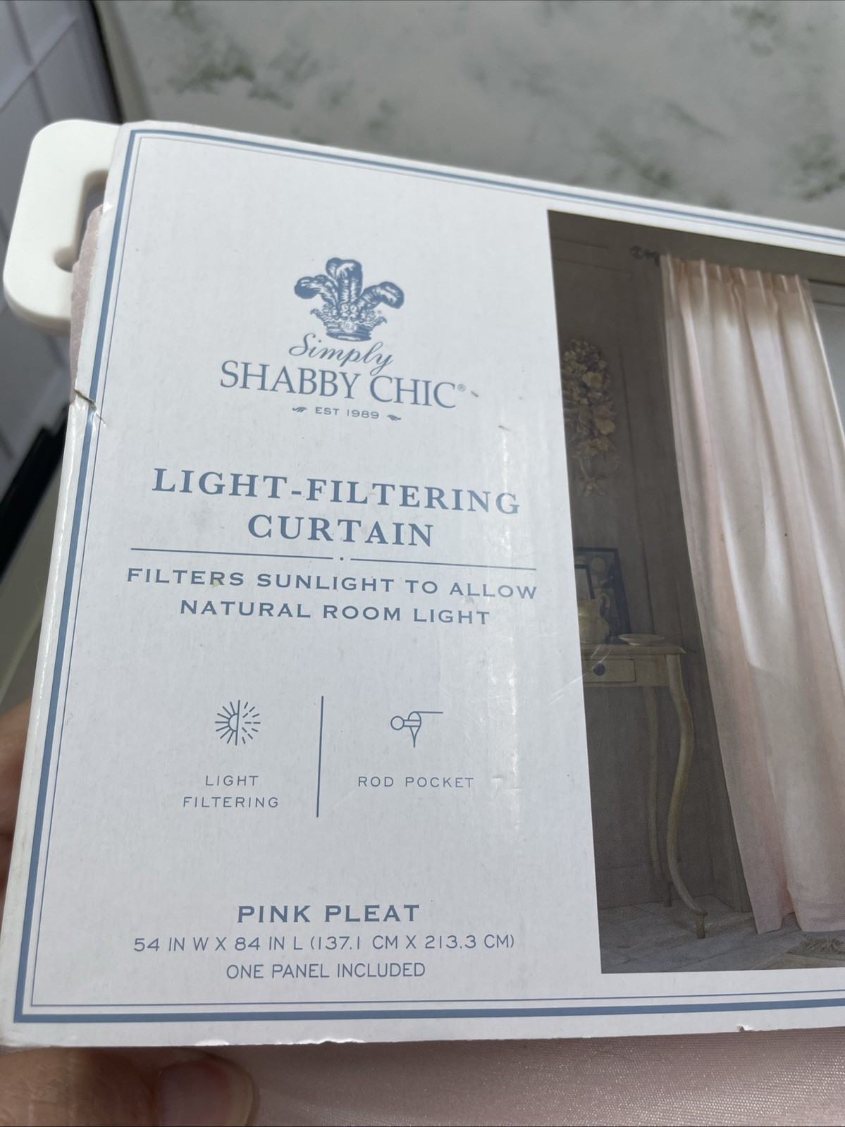 Simply Shabby Chic Light Filtering Curtain Panel Pink Pleat 54”x84” New 1