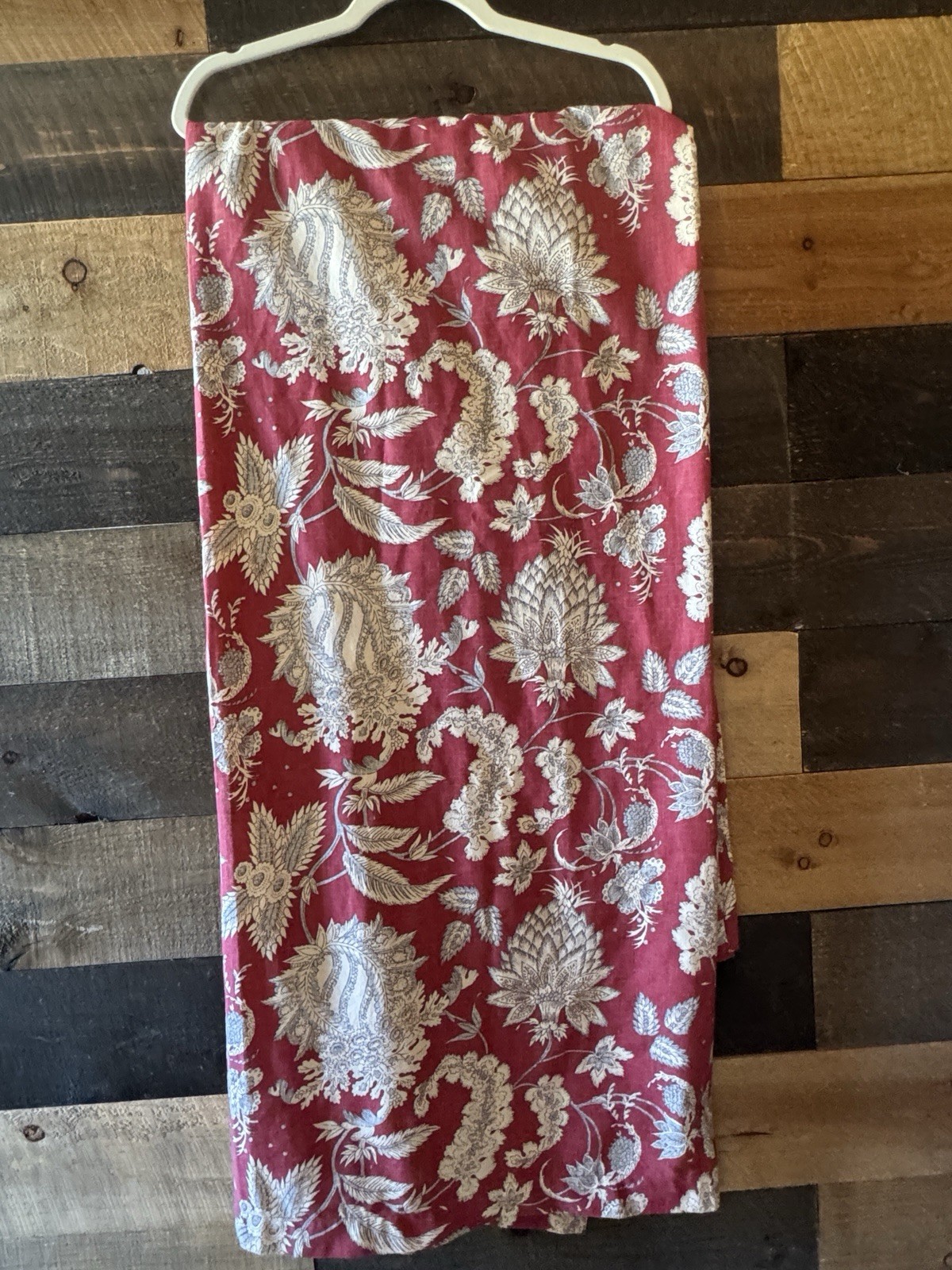 Pottery Barn Panel Curtain Discontinued 70 X 72 Margaret Cranberry Red Linen