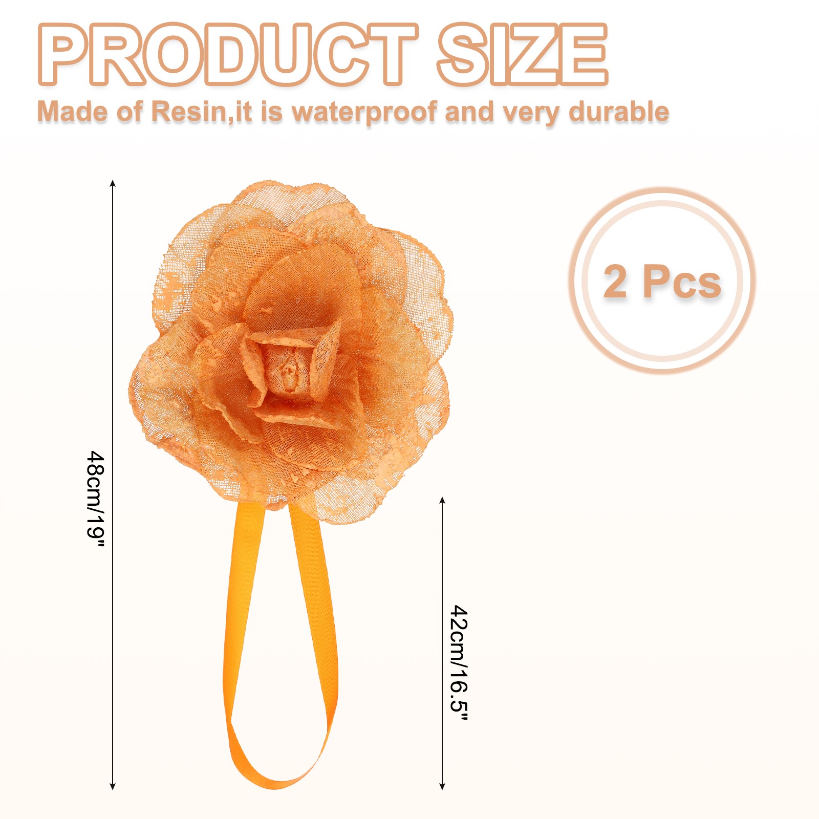 1 Pair Flower Magnetic Curtain Tie Backs Tiebacks Drapery Holdbacks Orange