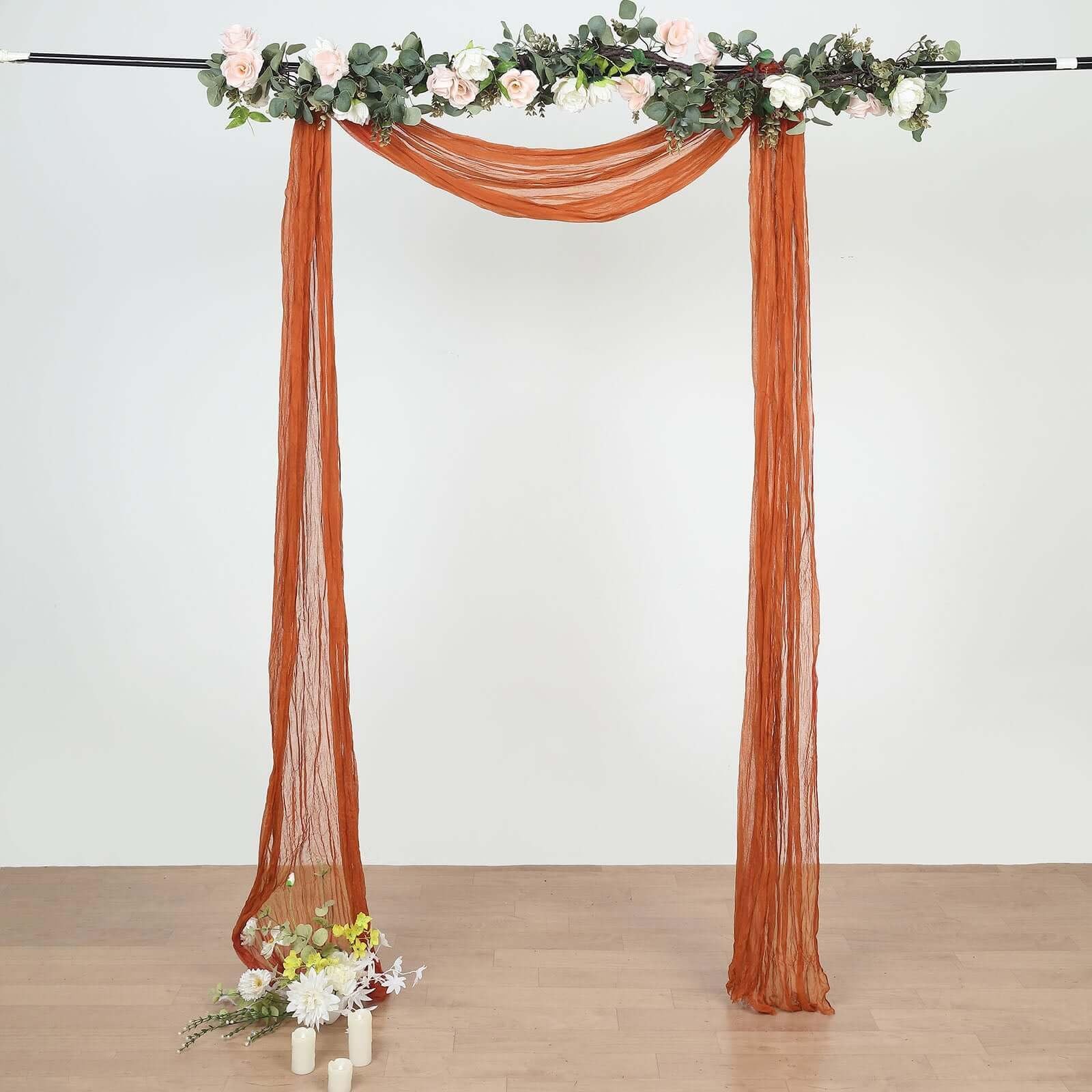 Efavormart 20ft Gauze Cheesecloth Terracotta Wedding Arch Drape,