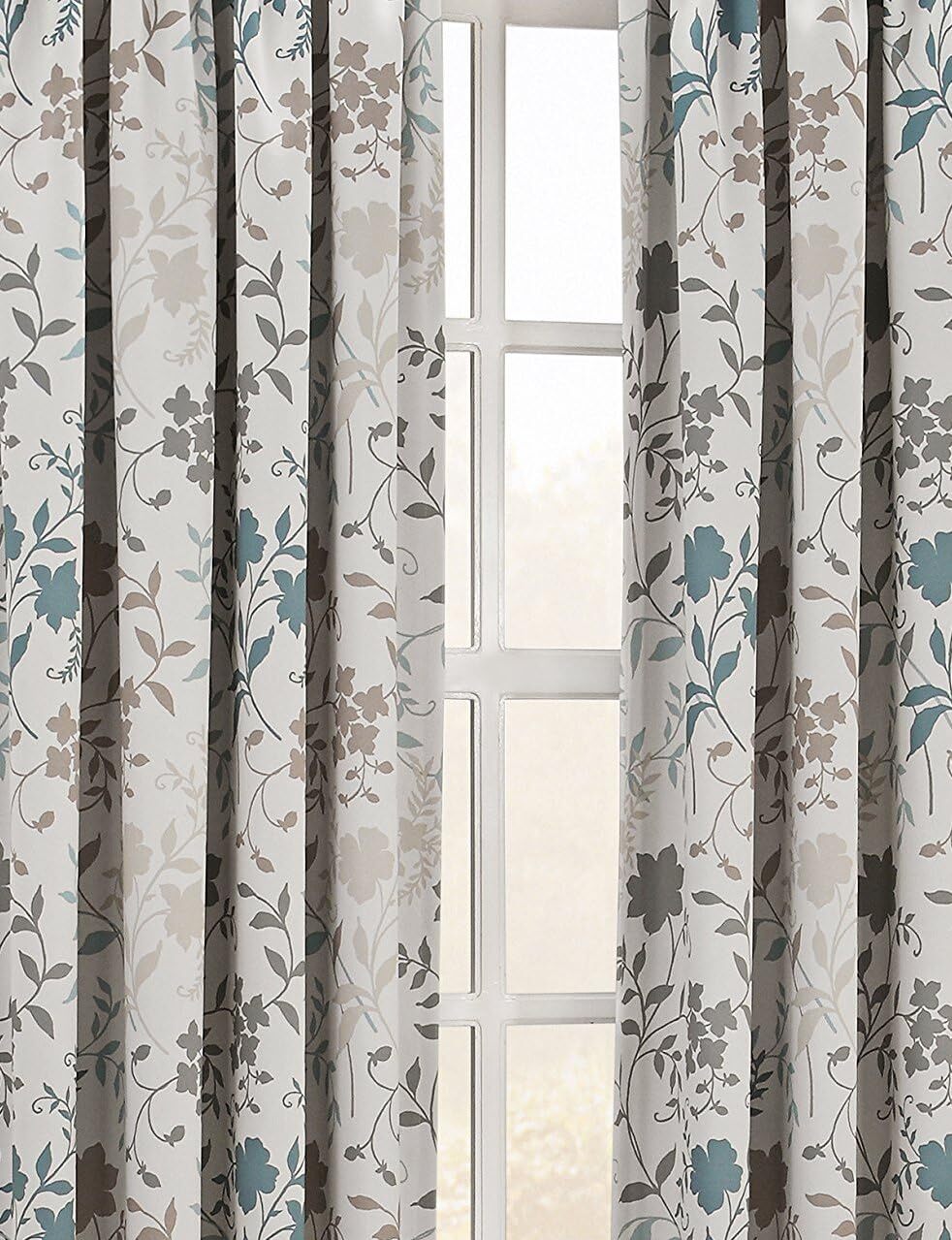 Floral Print Energy Efficient Grommet Sliding Patio Door Curtain Panel,1 Panel