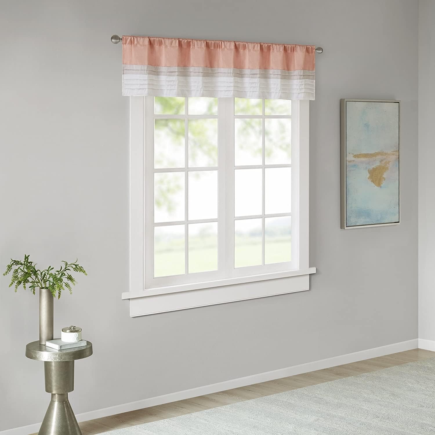 Madison Park Rod Pocket Valance Window 50″W x 18″L (Pack of 1), Coral