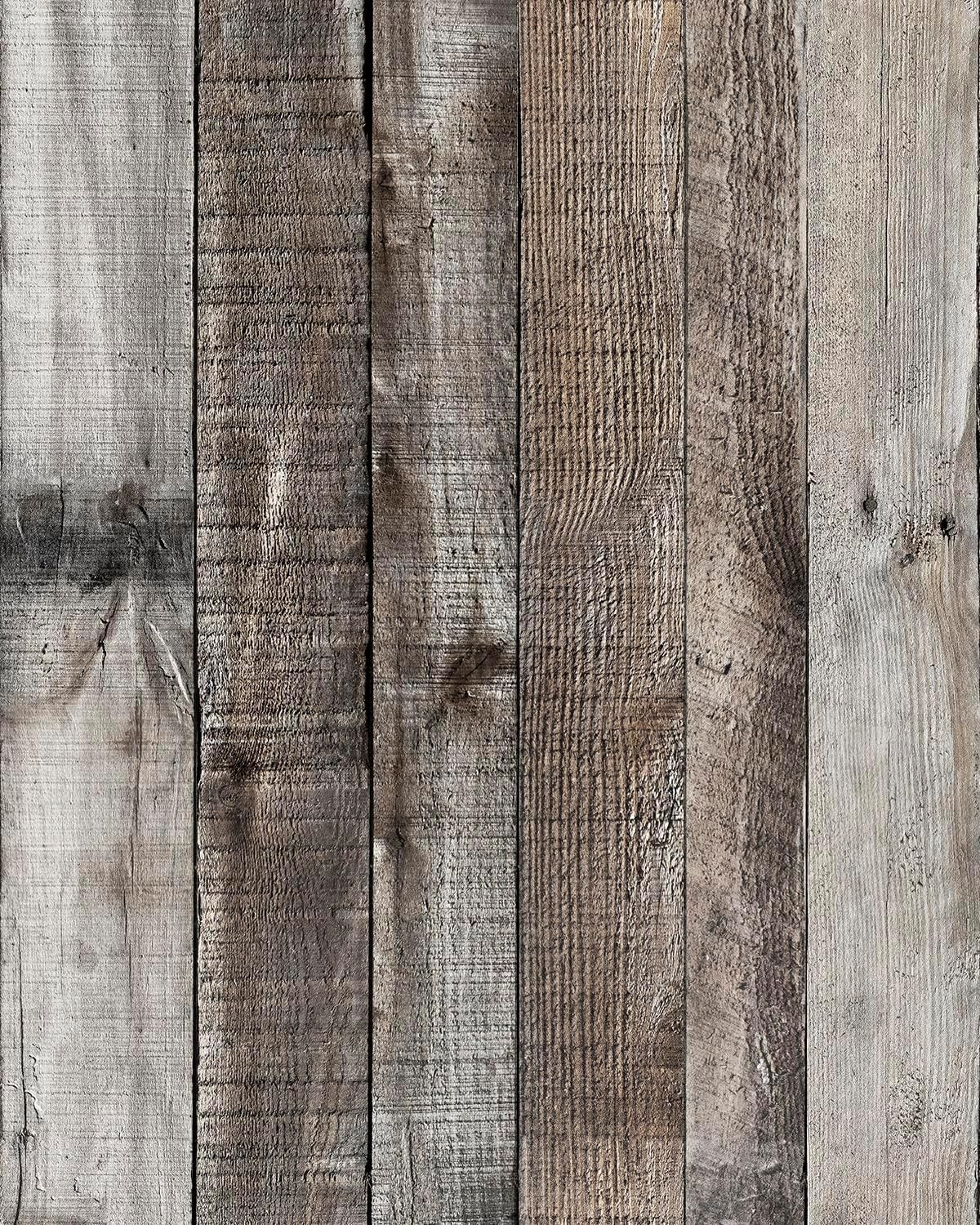 Livebor Gray Shiplap Peel and Stick Wallpaper Wood 17.7″ x 118.1″, Dark