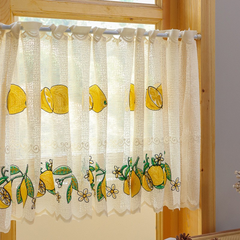Lemon Embroidery Short Curtain Kitchen Living Room Cabinet Dust Curtain