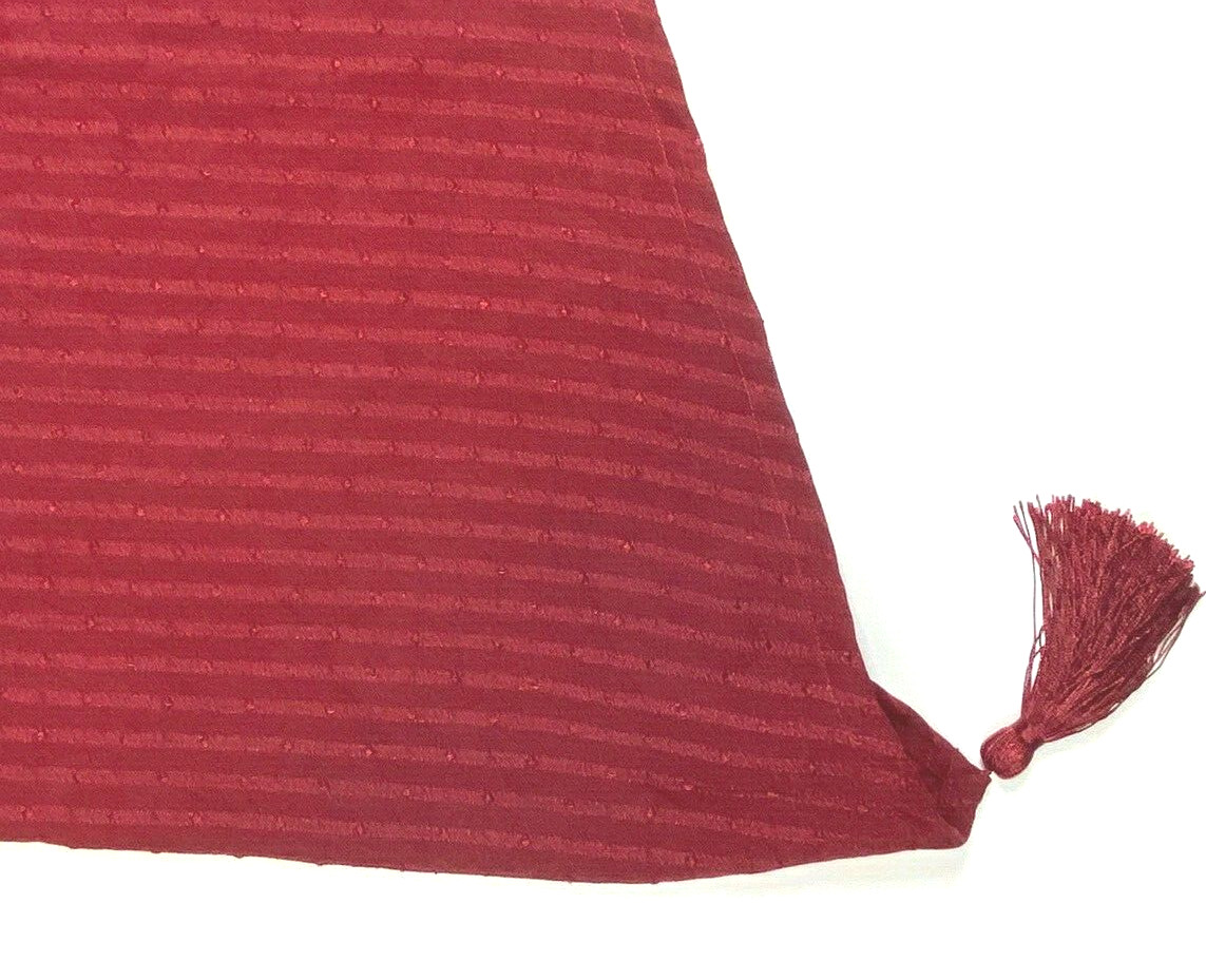 Red Ascot Valances Set 3 Luxury Short Curtains Red Damask Stripe Tassels