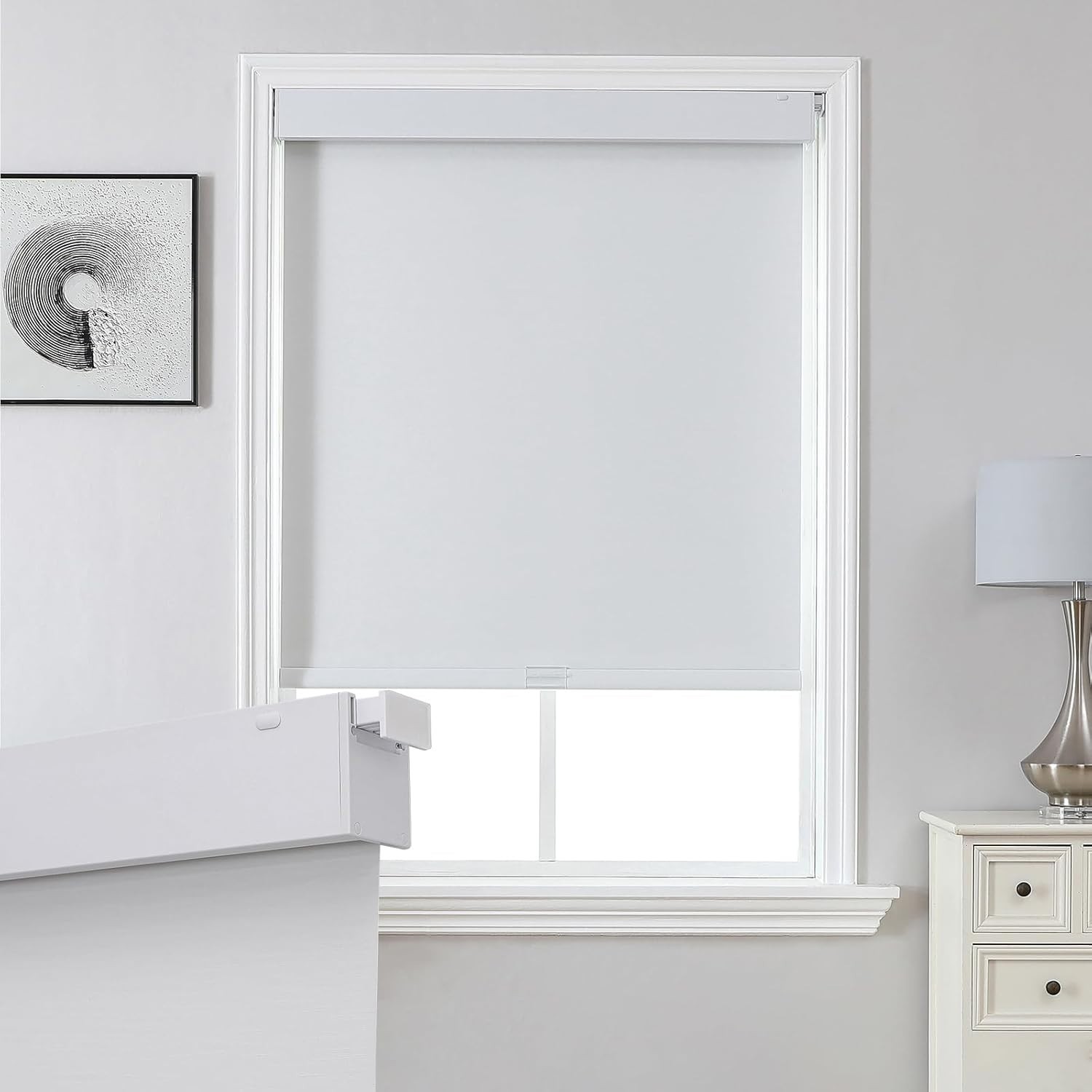 Joydeco SC0028 22″W x 75″H Cordless Zebra Roller Shade White
