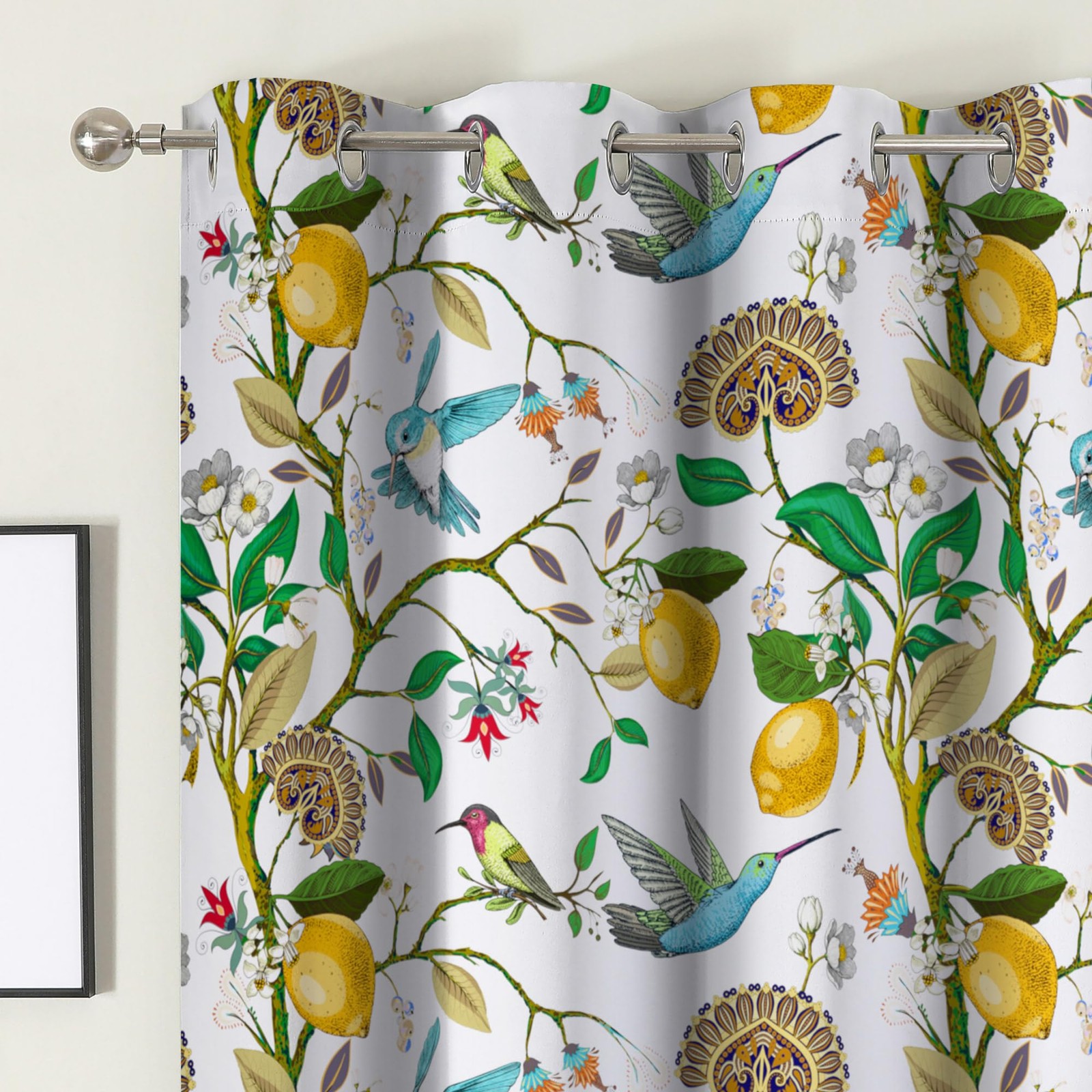 Floral Blackout Curtains 84 Inch Length 2 Panels, Farmhouse Hummingbird Branc…