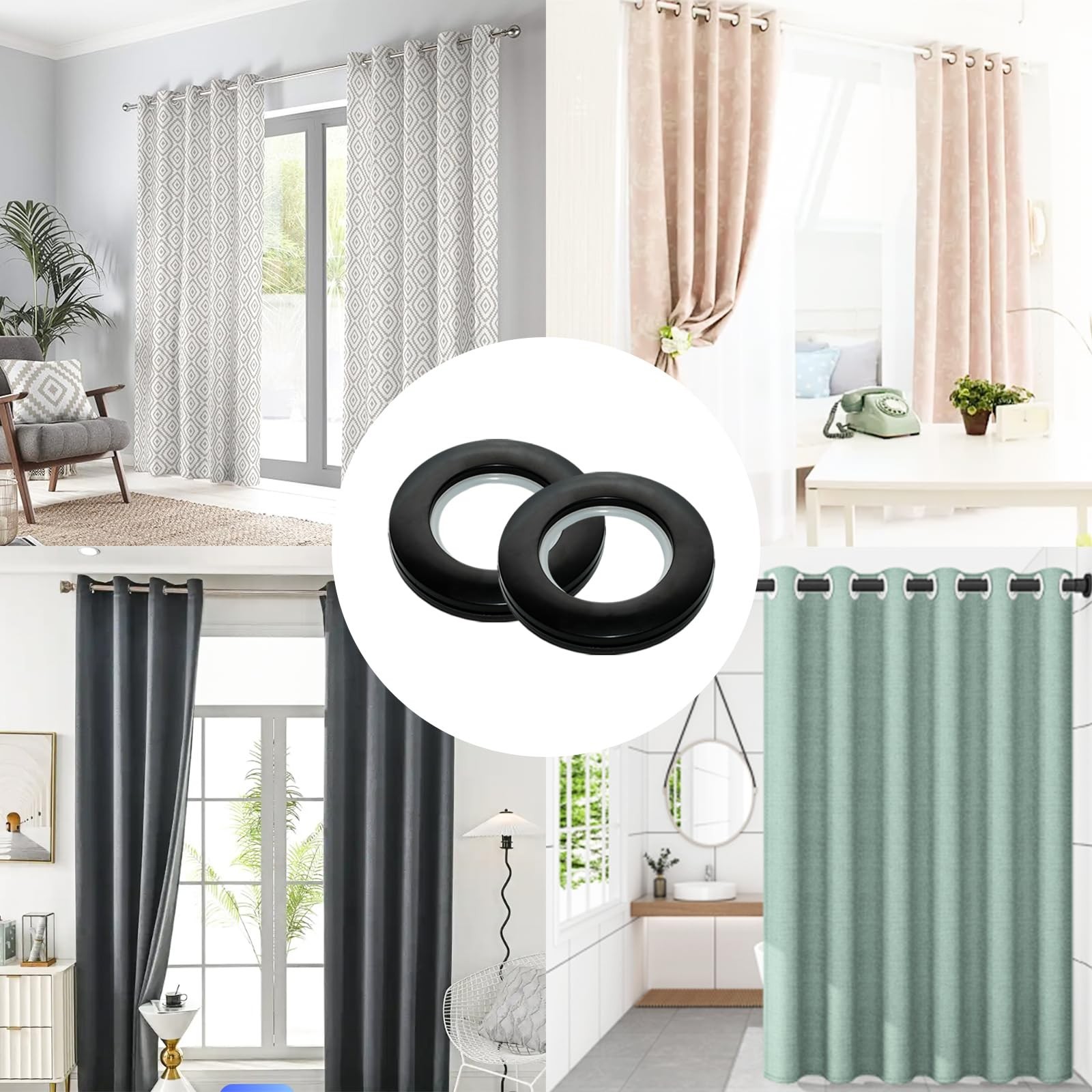 20 Pcs Plastic Curtain Grommets, ABS Curtain Eyelet Rings, Round Rings, Inner…