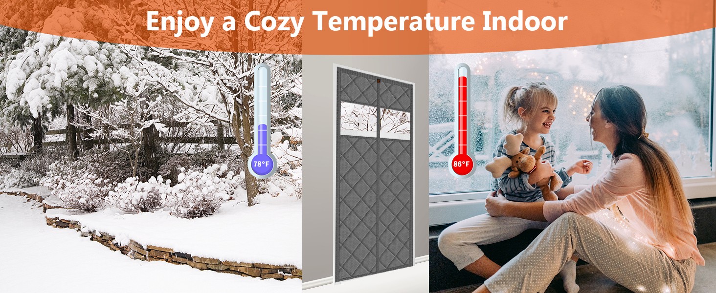 Magnetic Thermal Door Curtain, 36 X 80 Inch Insulated Door Cover Thickened