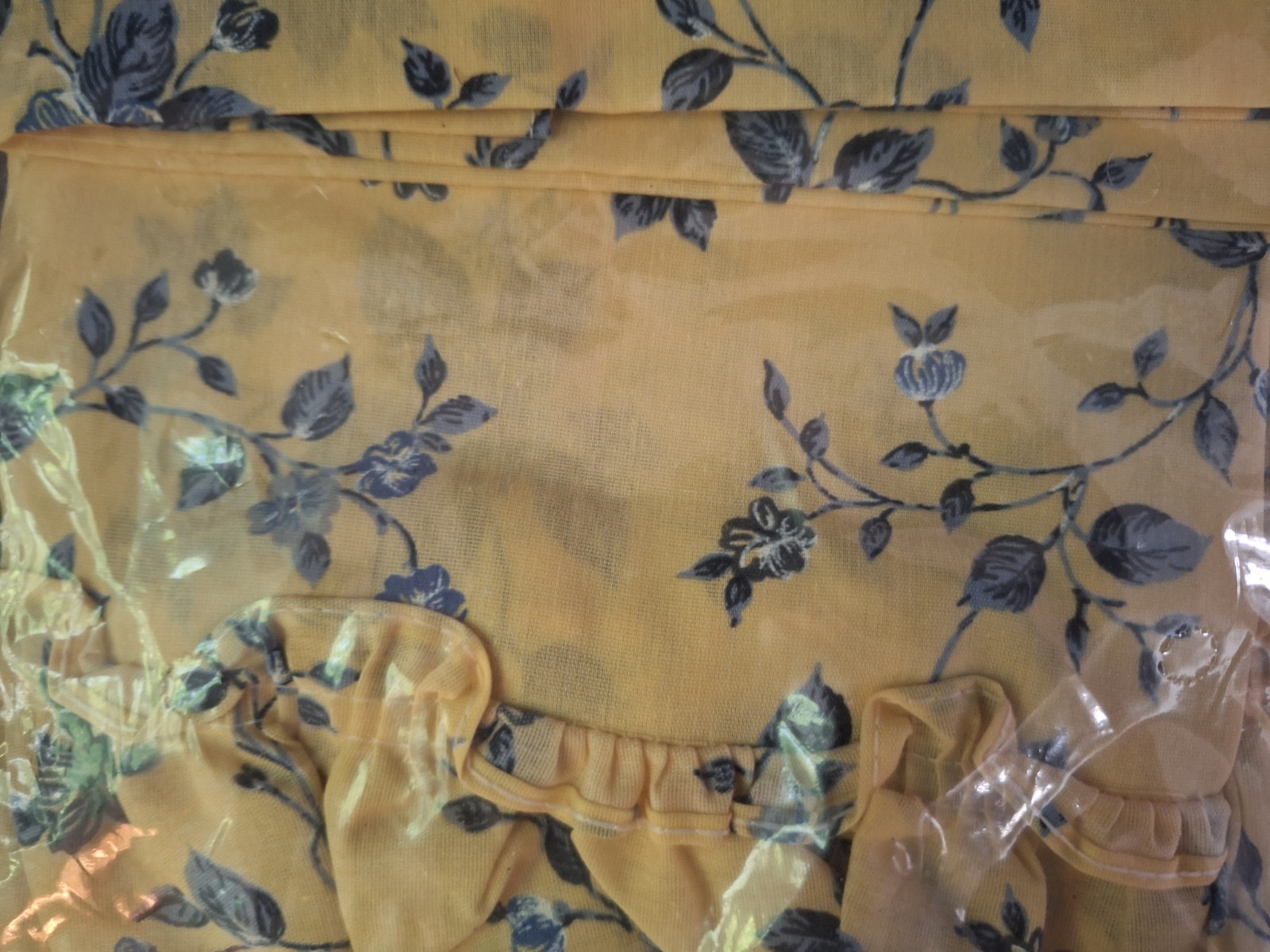 Blue Rose Toile Style Ruffled Valance by A.L. Ellis Inc 60”