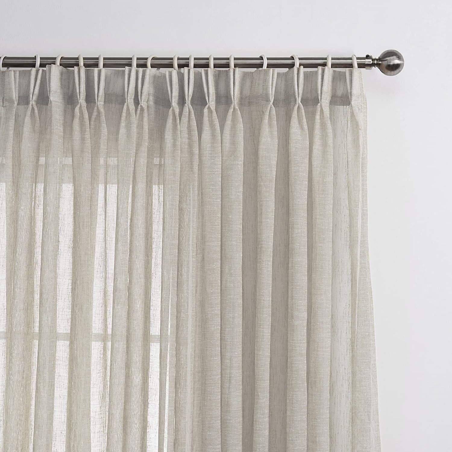 Faux Linen Sheer Curtains 84″ Long, Set of 2, Camel, 42″W for Home & Office