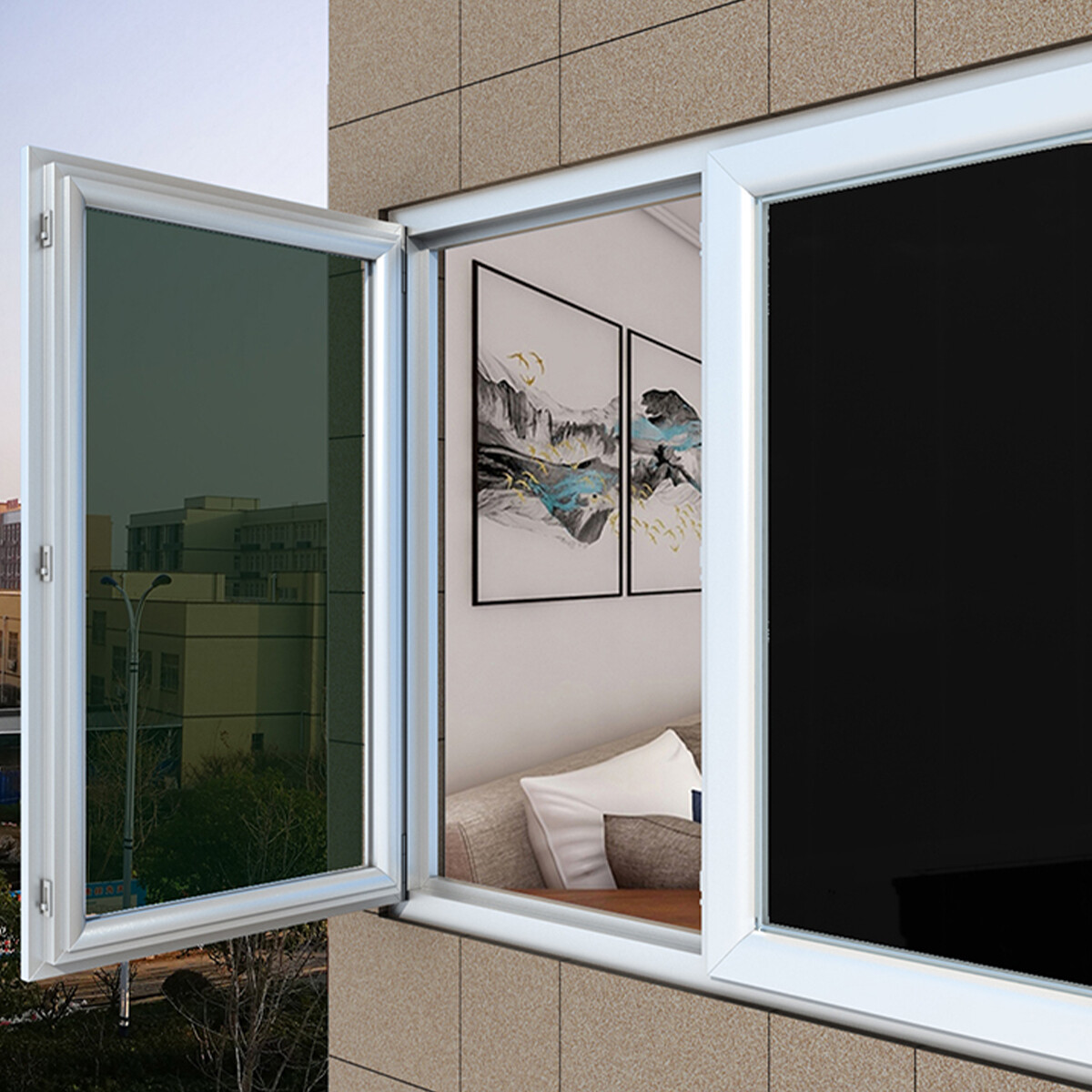 Window Film Glass Sticker Adhesive Tint One Way Mirror Decor UV Proof Roll Black