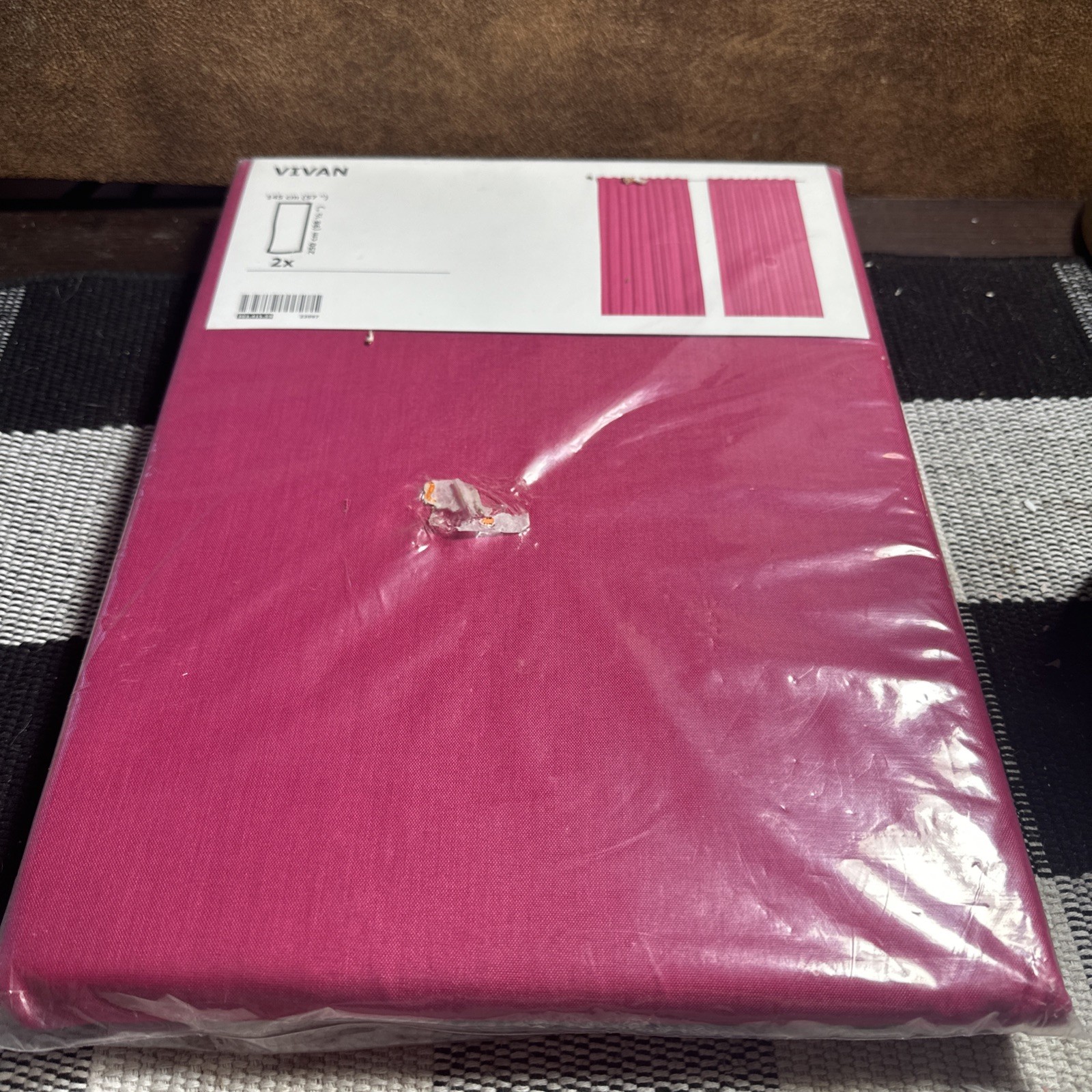 Ikea VIVAN Dark Pink Curtain Panel Set 2 NEW 57 x 98.5″ New Sealed