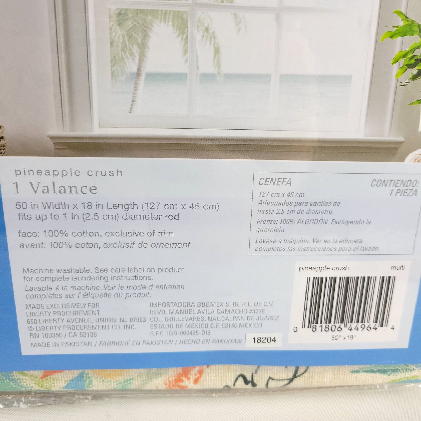 Coastal Life Pineapple Crush Window Valance 50×18″ Multicolor New