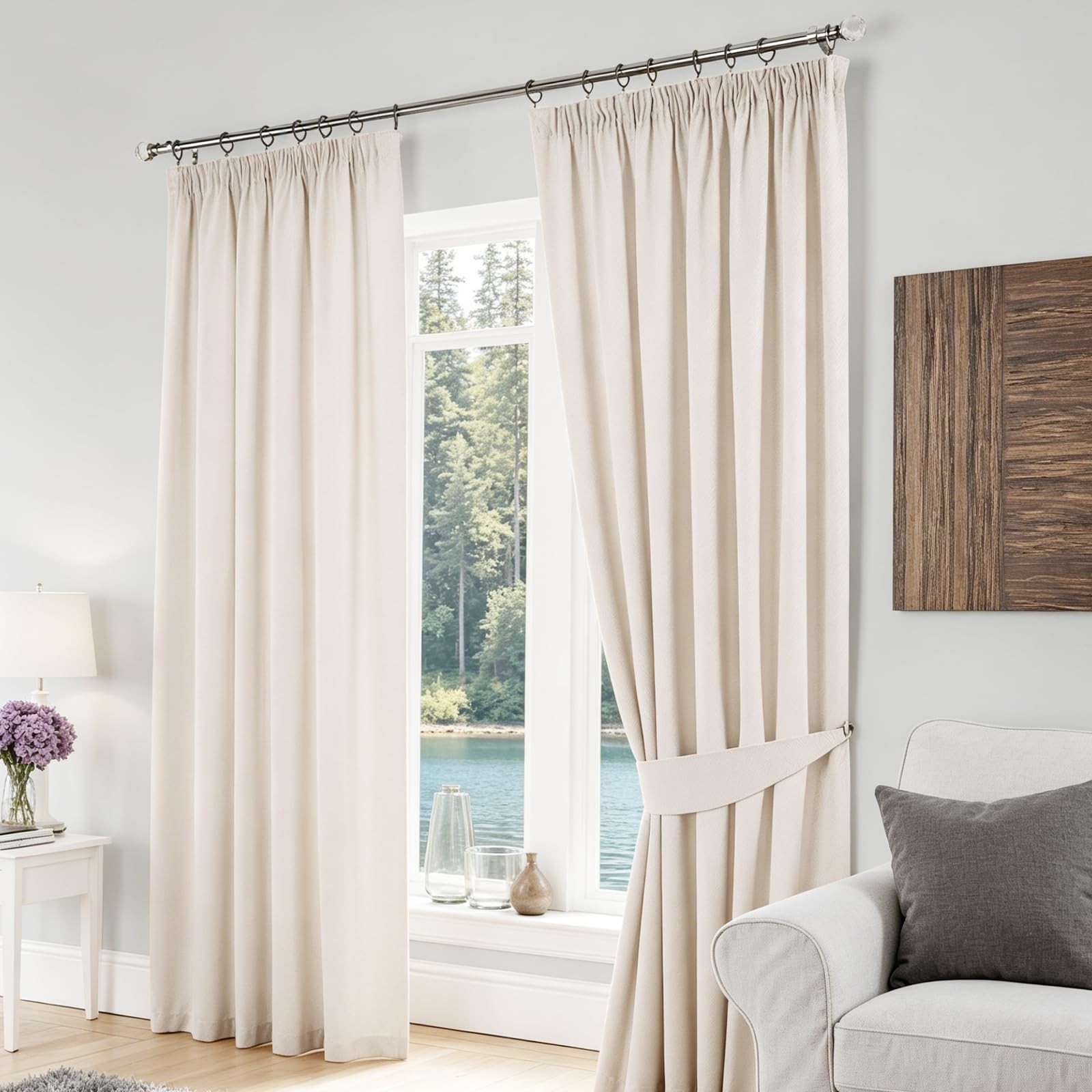 42 Pack Curtain Rings with Hooks, Drapery Ringss, Drapes Rings 1.25 in Interi…