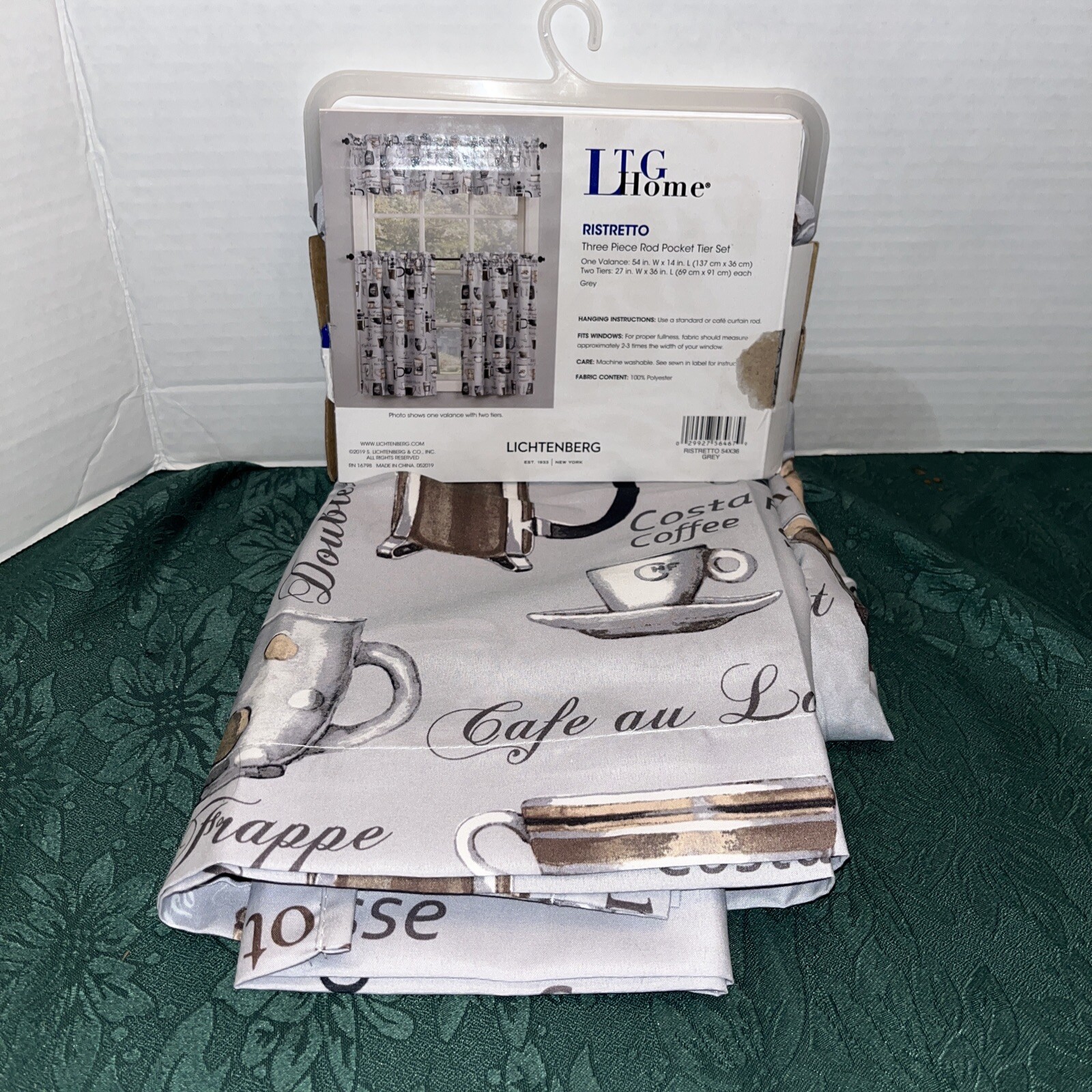 NEW LICHTENBERG RISTRETTO COFFEE ESPRESSO KITCHEN 3 PIECE TIER SET & VALANCE SET