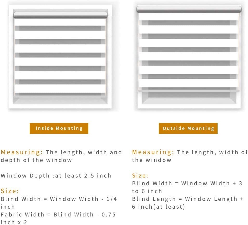 LUCKUP Zebra Style Horizontal Window Shade Blinds Dual Roller 17.7″x59″ Grey