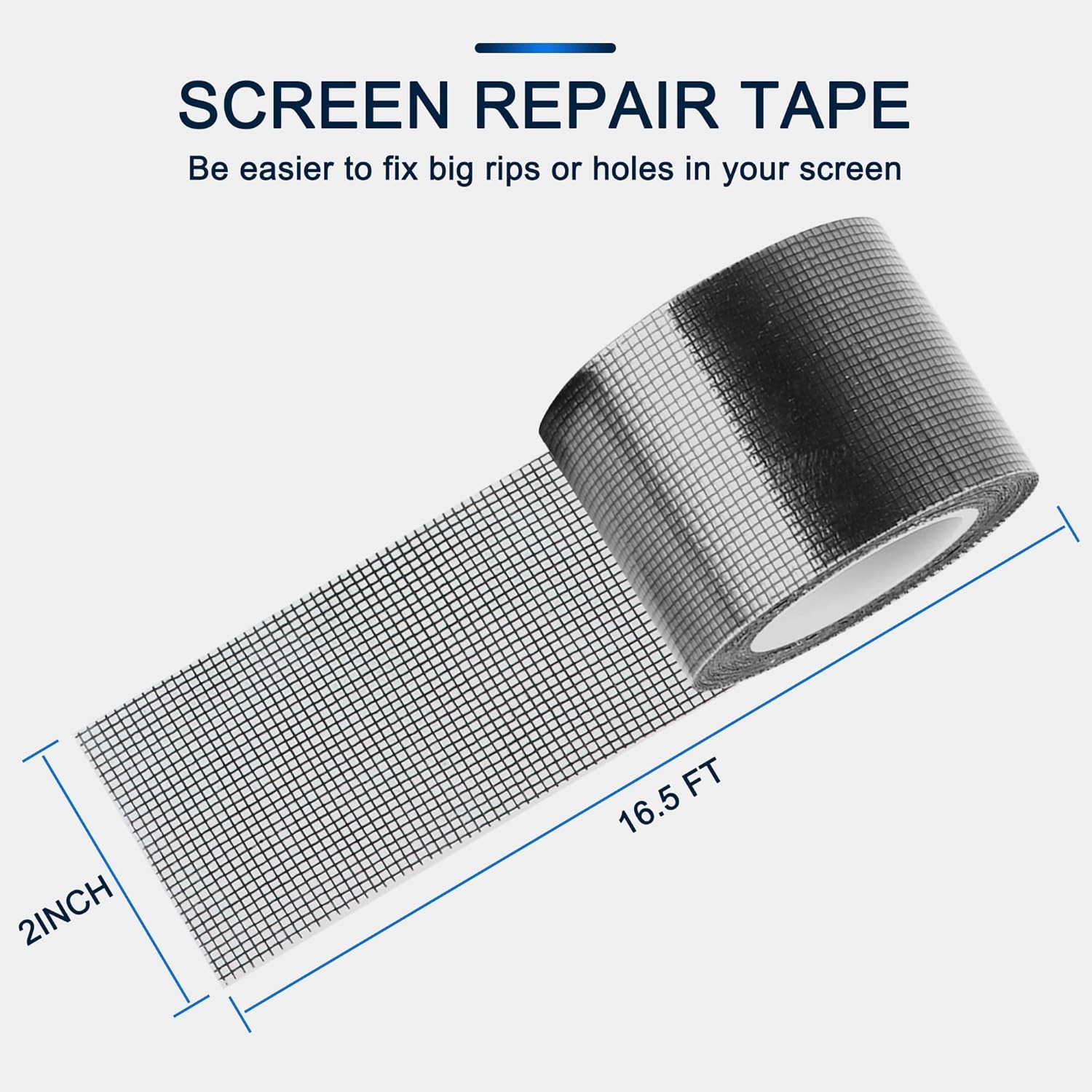 Window Screen Repair Kit 2 in X 16.5FT 3-Layer Strong Adhesive & Waterproof Tape