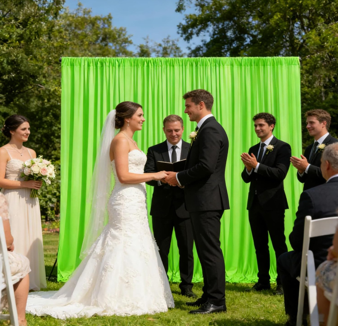 2 Panels Light Green Backdrop Curtain, 10 x 10 Feet Polyester Background Curtain