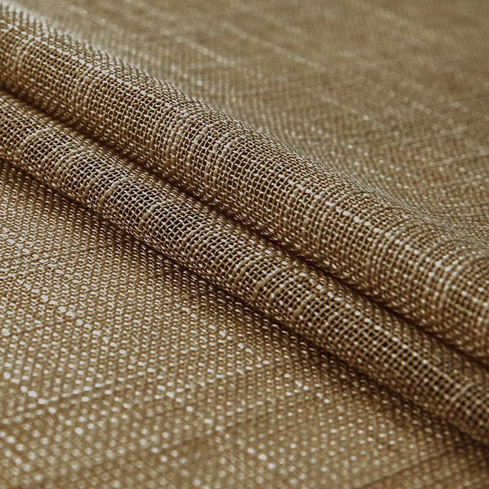 Rustic Burlap Linen Kitchen Curtains – Woven Textured Cabin Decor, 36″ Tiers for
