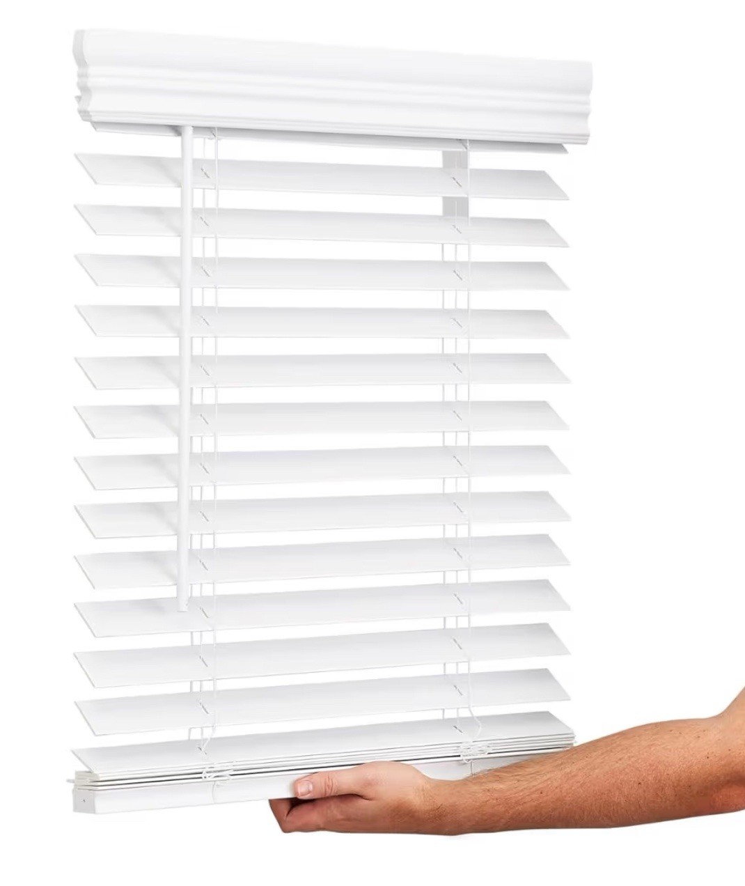 LOTUS & WINDOWARE Cordless Faux Wood Blinds, Smooth, Snow White, 23×64 in.