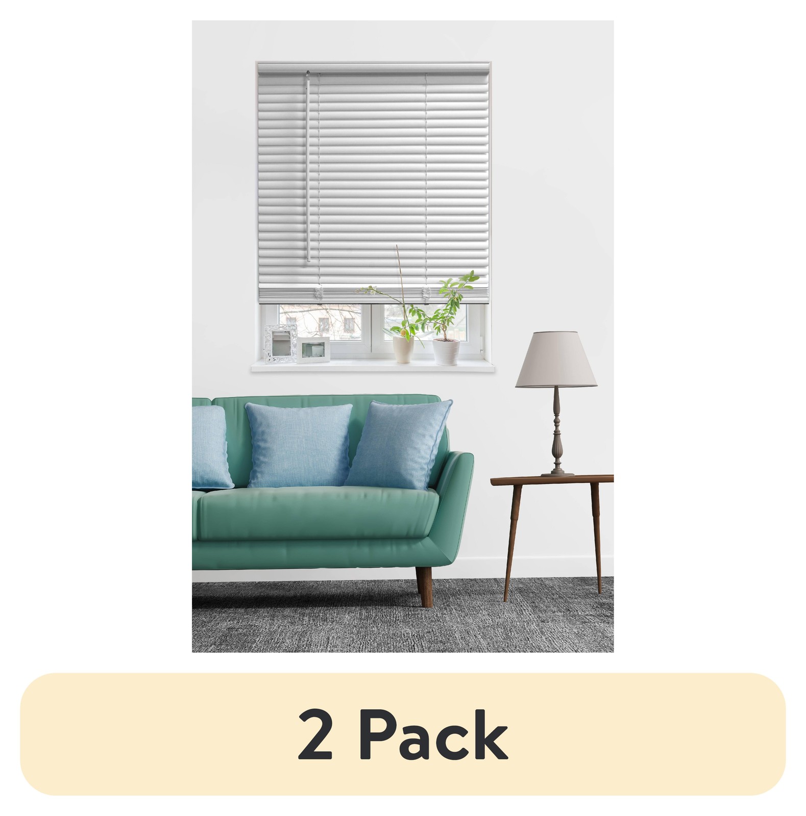 (2 pack 1″ Cordless Vinyl Room Darkening Blinds White 35″W x 72″L