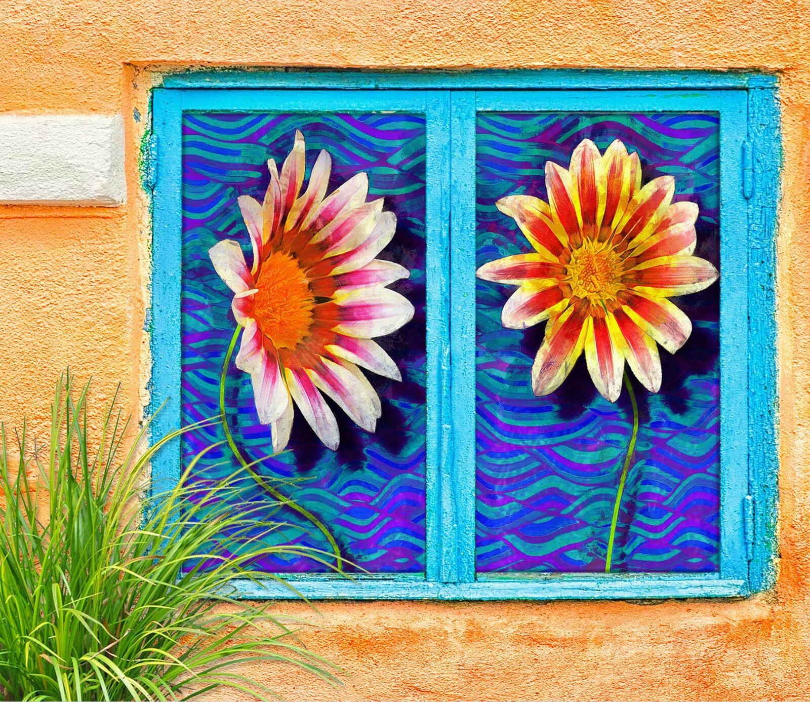 3D Red Chrysanthemum ZHU441 Window Film Print Sticker Cling Stained Glass UV Zoe