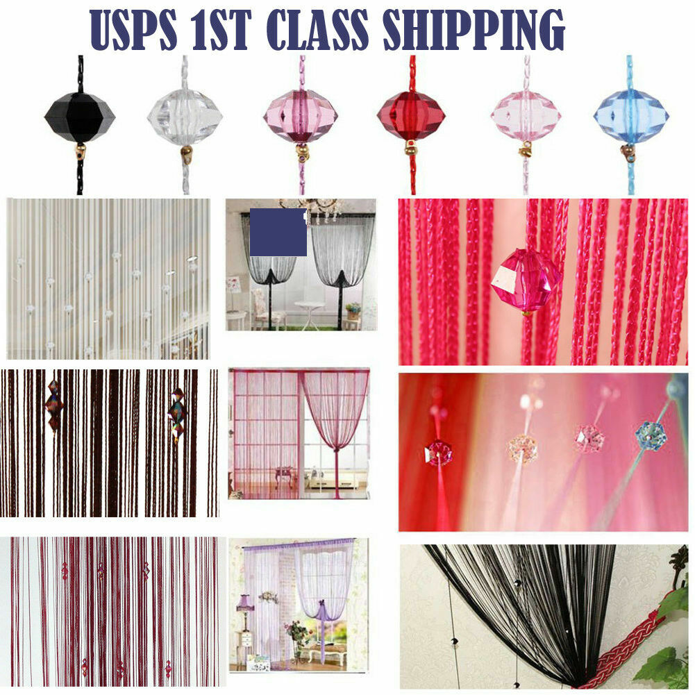 String Tassel Curtain Crystal Beads Door Window Panel Room Divider Beaded Panel