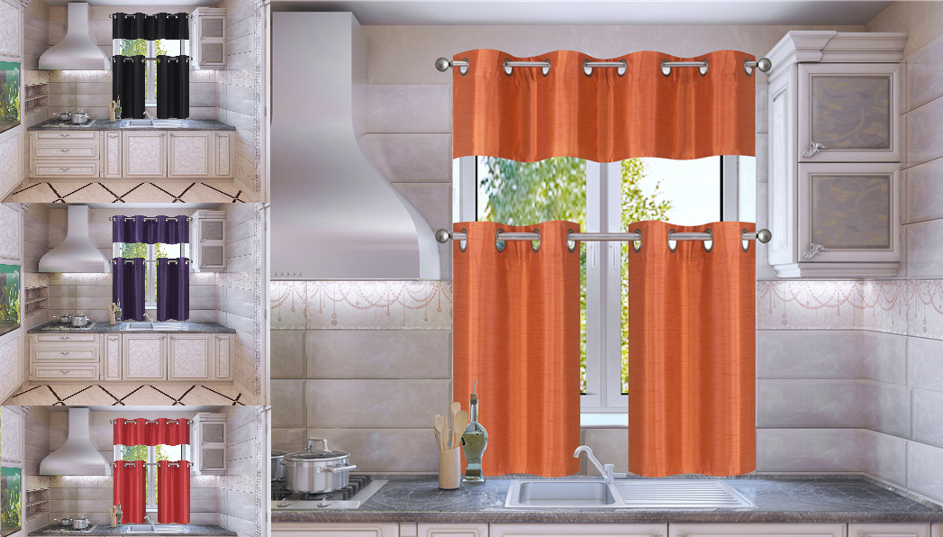 1 Set Silky Insulated Foam Lined Blackout Kitchen Treatment Window Curtain K9