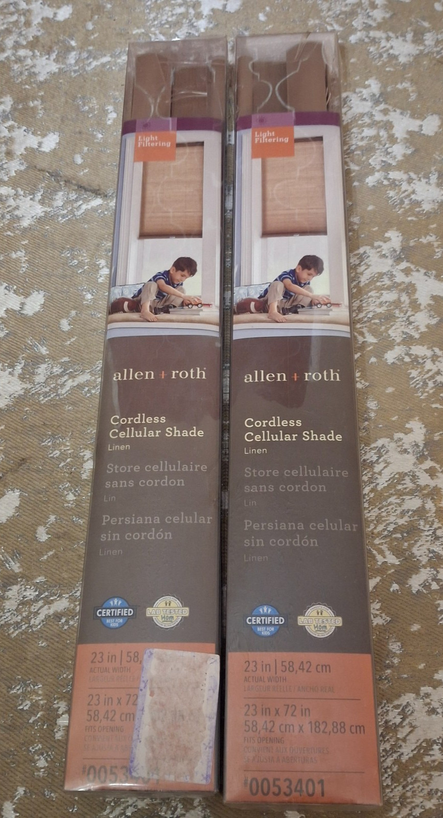 Allen Roth Cordless Cellular Shade 23″ x 72″ Linen 2-Pack 70389 Brown #0053401
