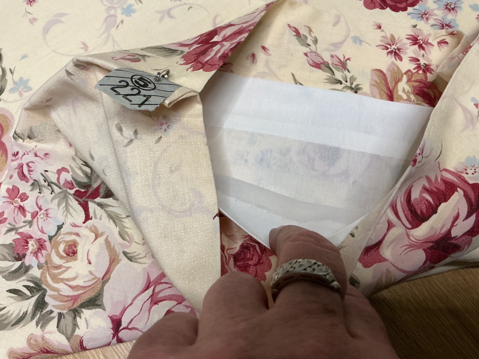 Vtg Custom Made Lined 3 x Valances 43” Drapes Curtains Floral Roses Rod Pocket