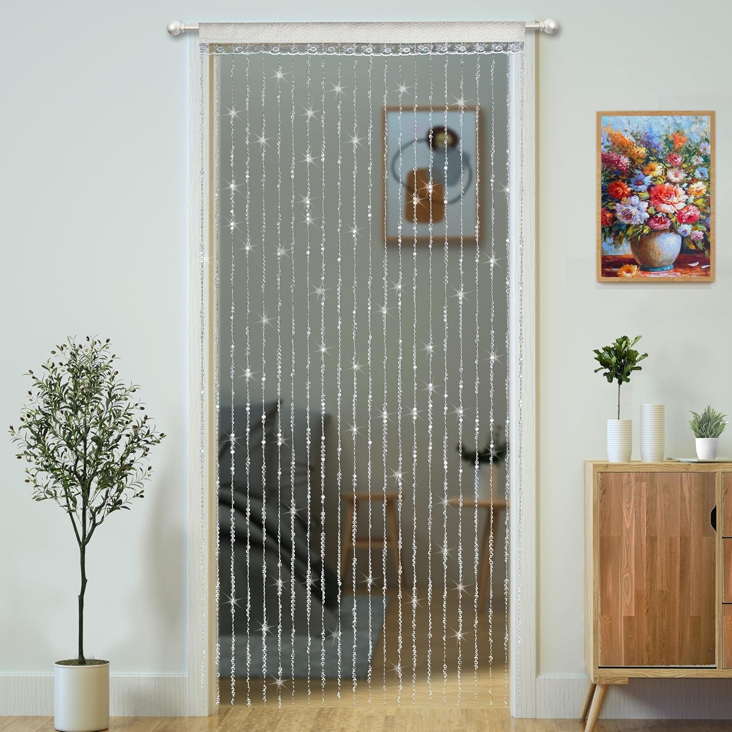 Crystal Beaded Curtain Door Curtains Room Divider Hanging Diamond Acrylic Beads