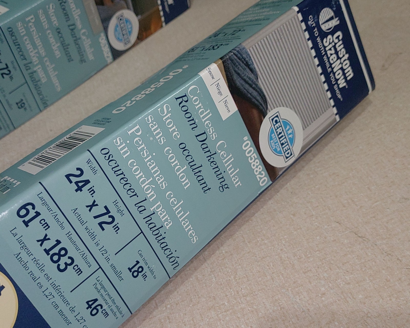Levolor Trim+Go 24″ x 72″ Snow Room Darkening Cordless Cellular Shade NIB