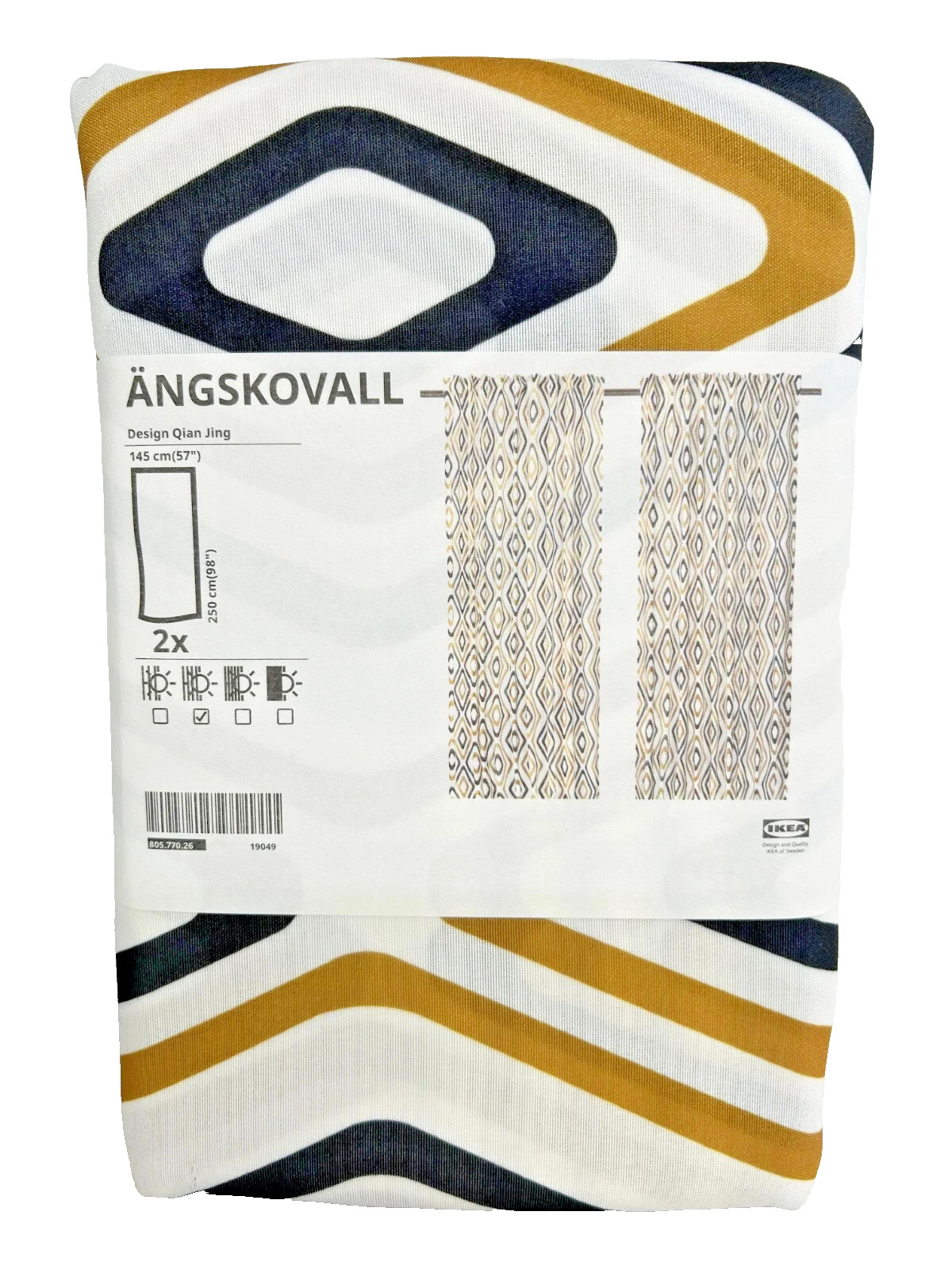 IKEA ANGSKOVALL Curtains 57×98″ 1 Pair Multicolor 805.770.26 – NEW