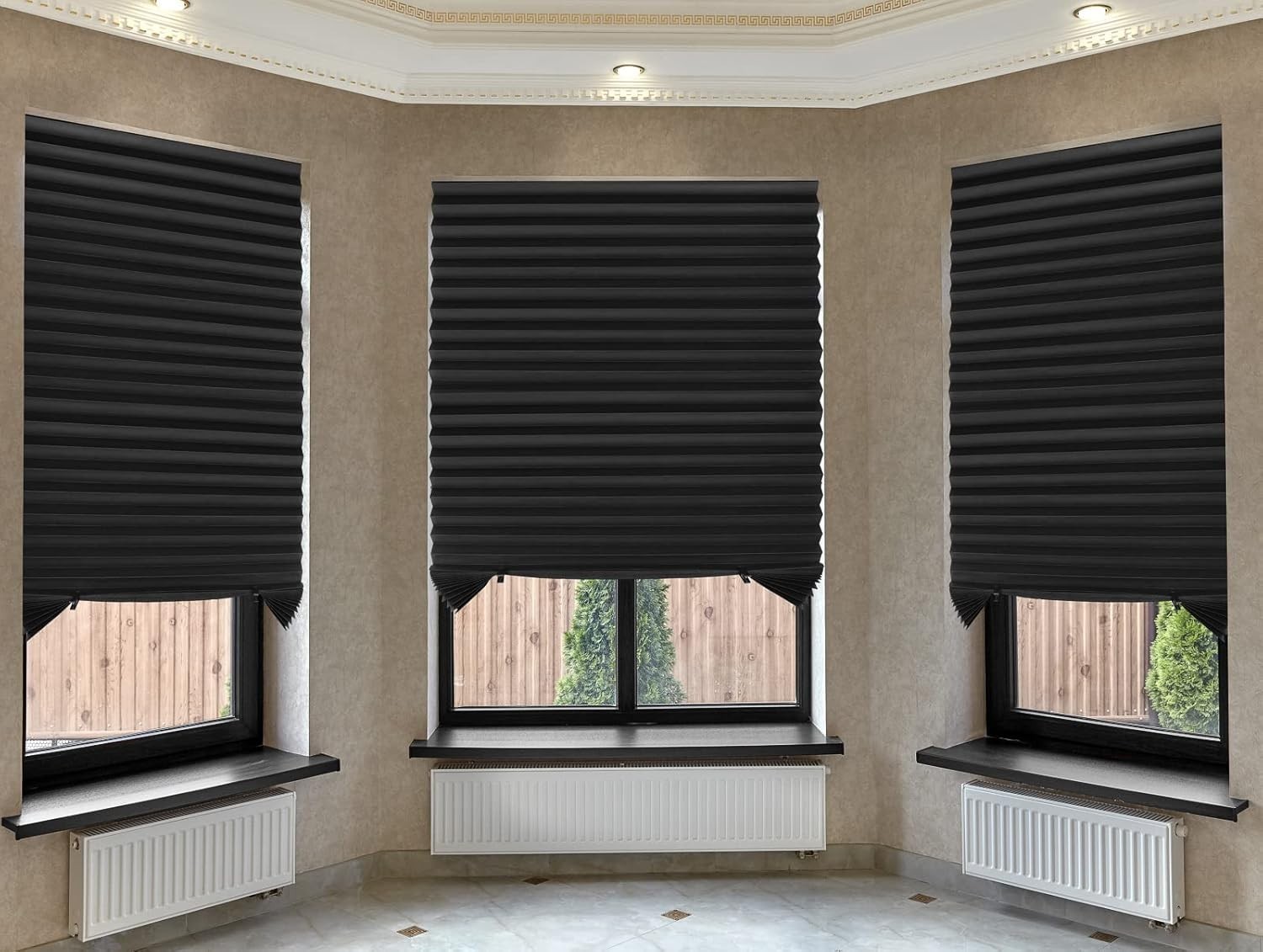 Pleated Window Paper Shades Room Darkening Blinds Black 36″ x 69″ Pack of 6 T…