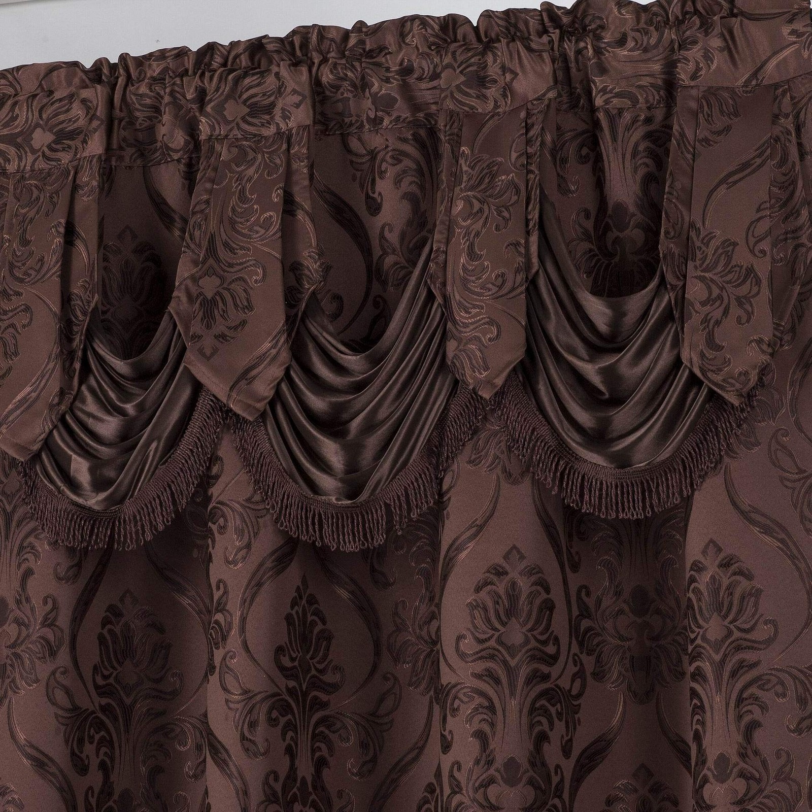 All American Collection 4 Piece Drape Set Attached Valance And Sheer 2 Tie