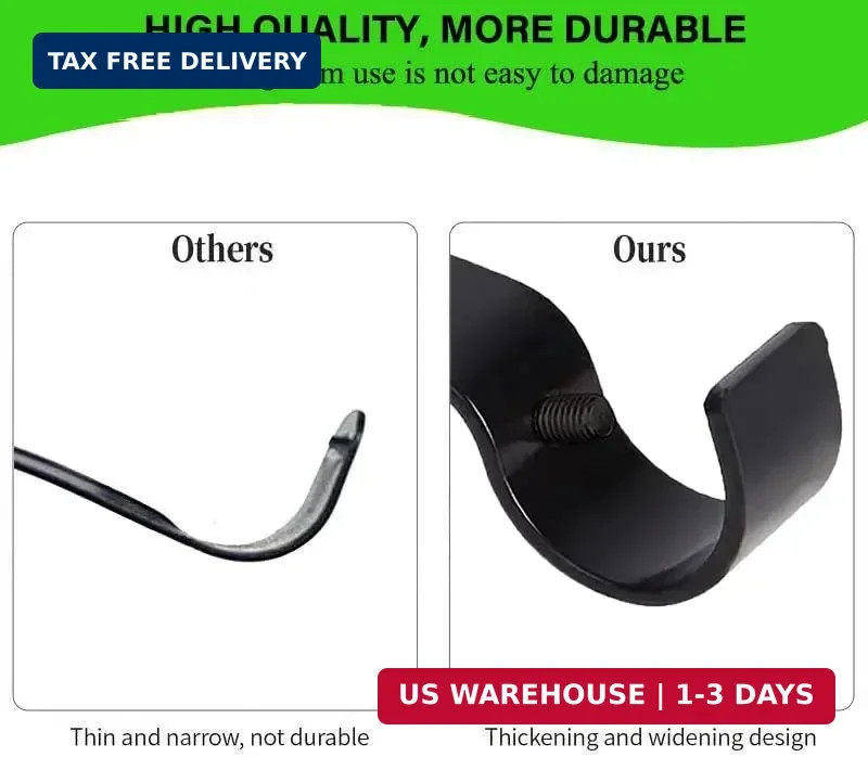 Premium Curtain Rod Brackets – 2 Pack Adjustable Wall Mounts, Curtain Rod Holder