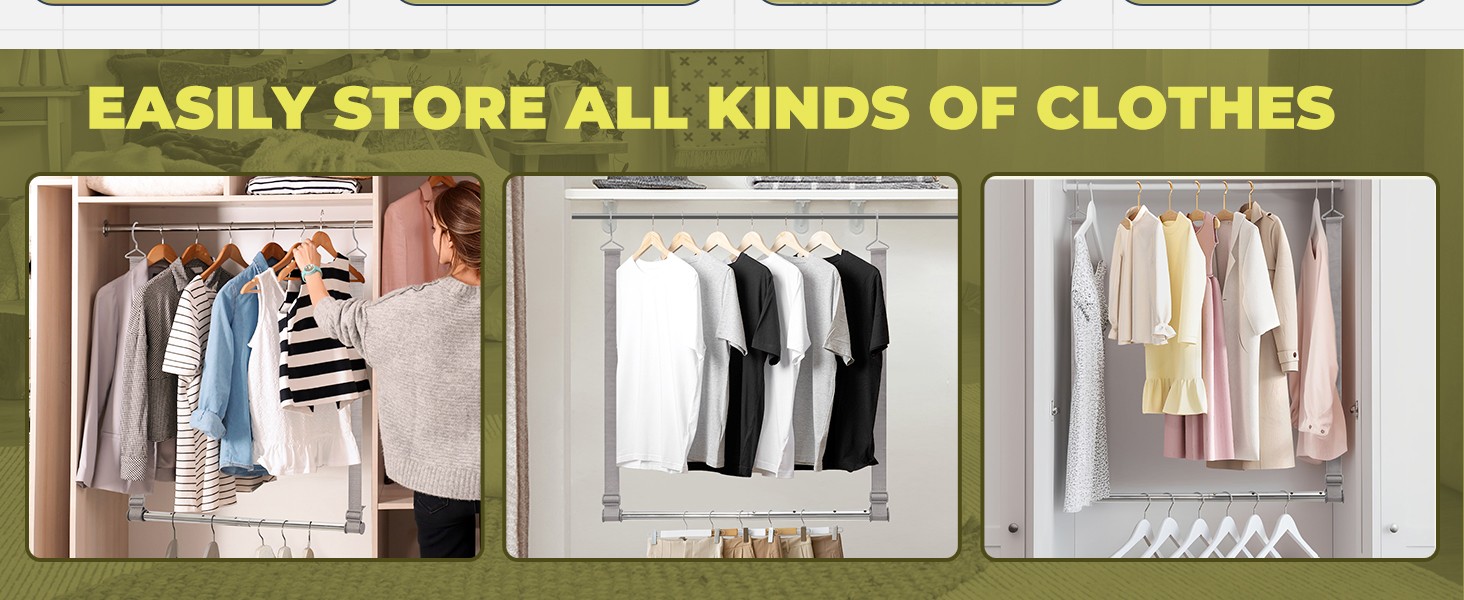 Hanging Closet Rod, 17-28In Width and Up to 32In Height Closet Extender,