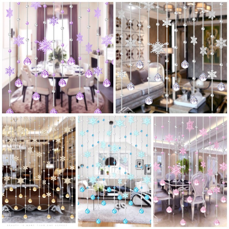 25 Strings Snowflake Beaded Curtain Glass Crystal Doorway Drape Home Divider Art