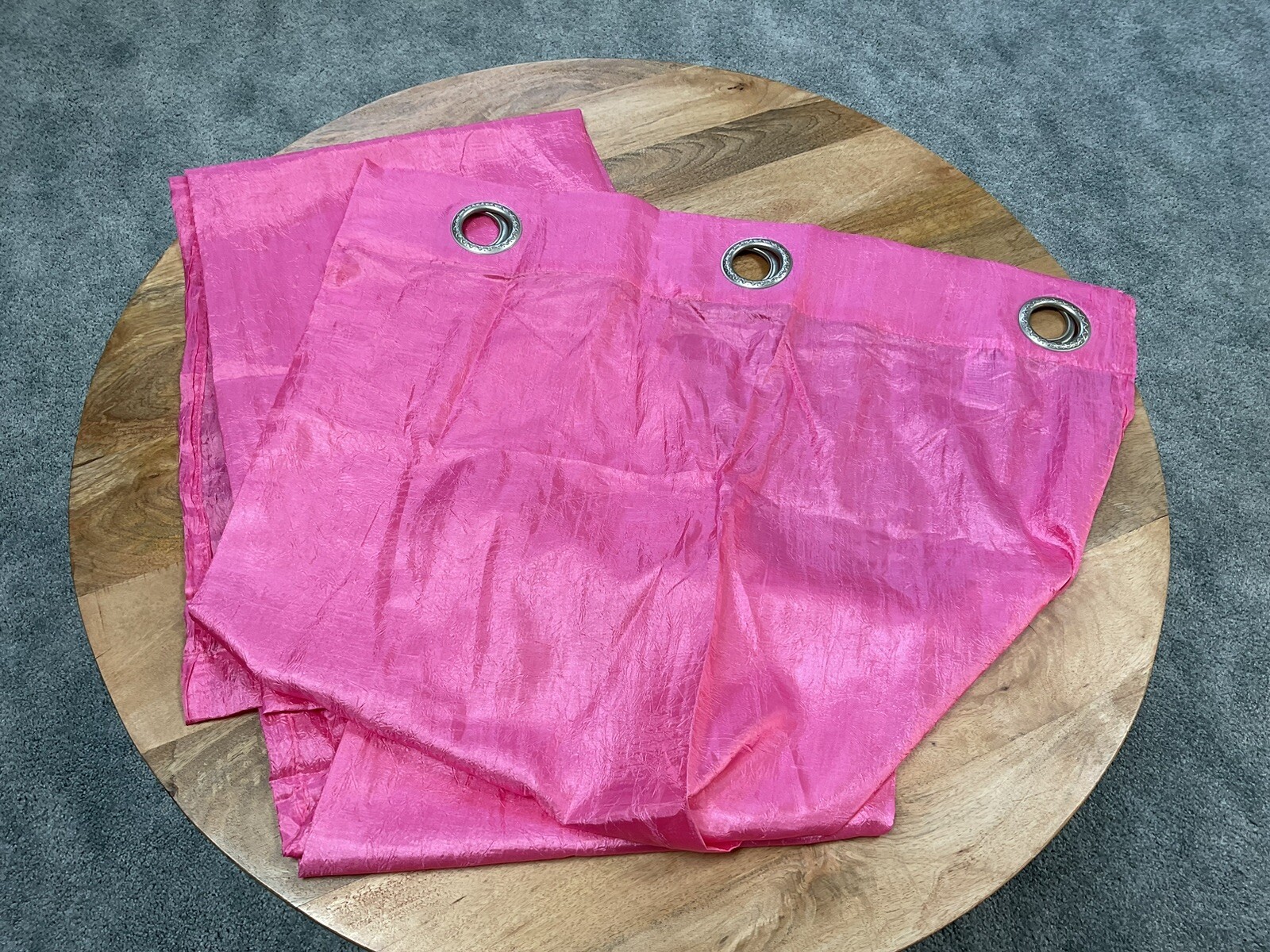 (1) Crinkle Curtain Panel with (6) Large Grommets ~ Hot Pink ~ 54”x 84”~ Poly