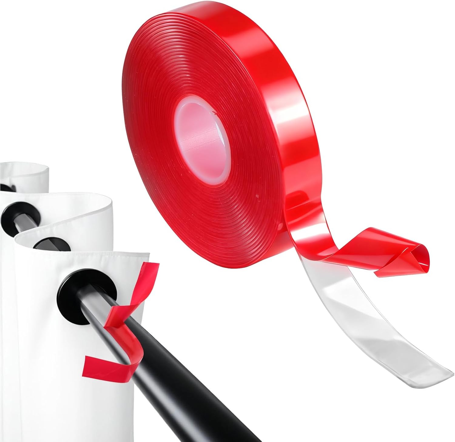 16.4ft Curtain Rod Tape, Clear Curtain Ring Slide Curtains Tape Smooth and