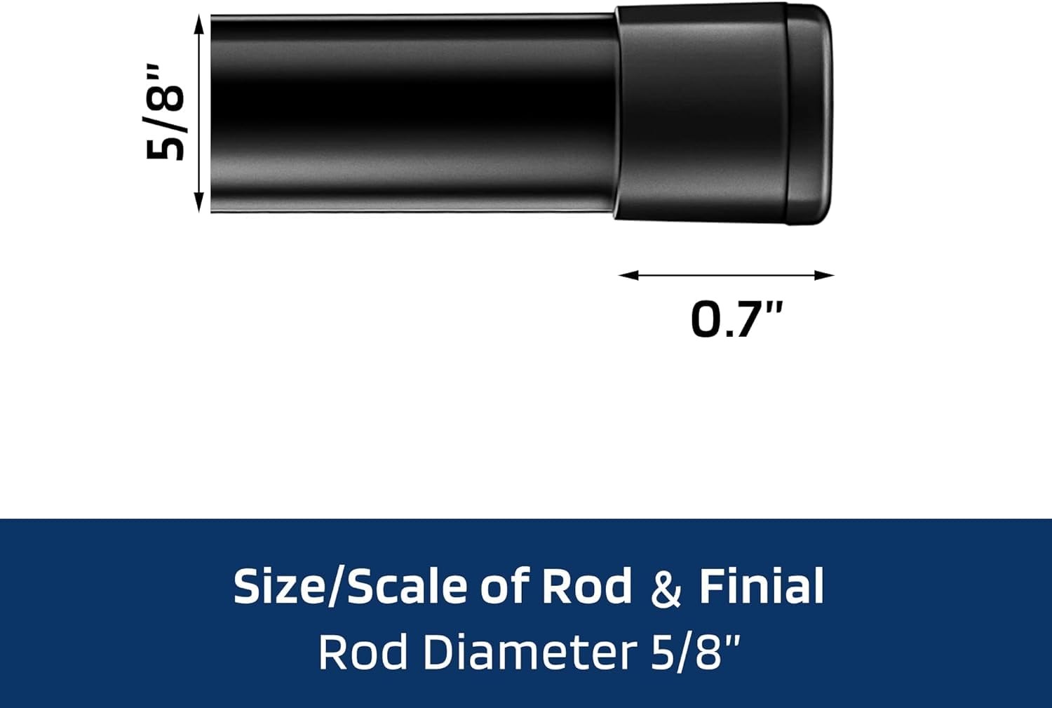 Black 5/8 Inch 2 Pack 3088 In Small Stainless Steel Window Curtain Rods Set