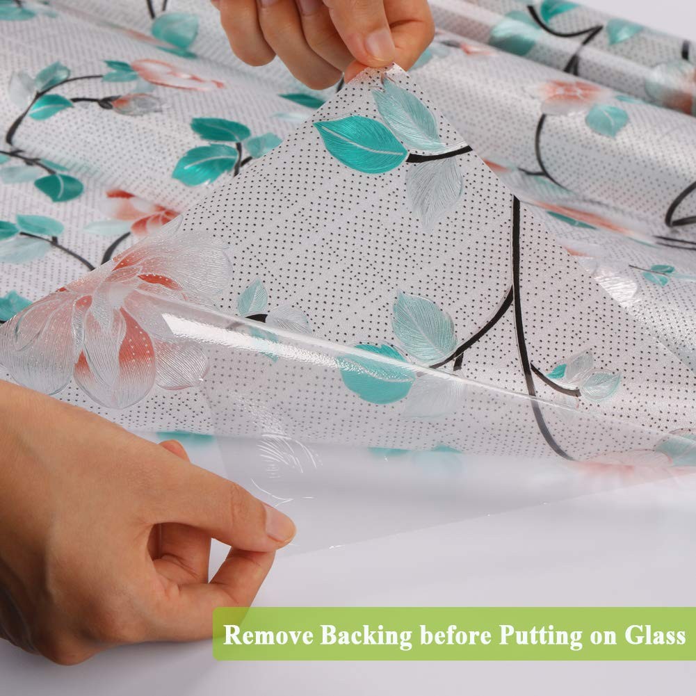 Decorative Window Film Flower, Static Cling Glass Door Privacy Film Non-Adhes…