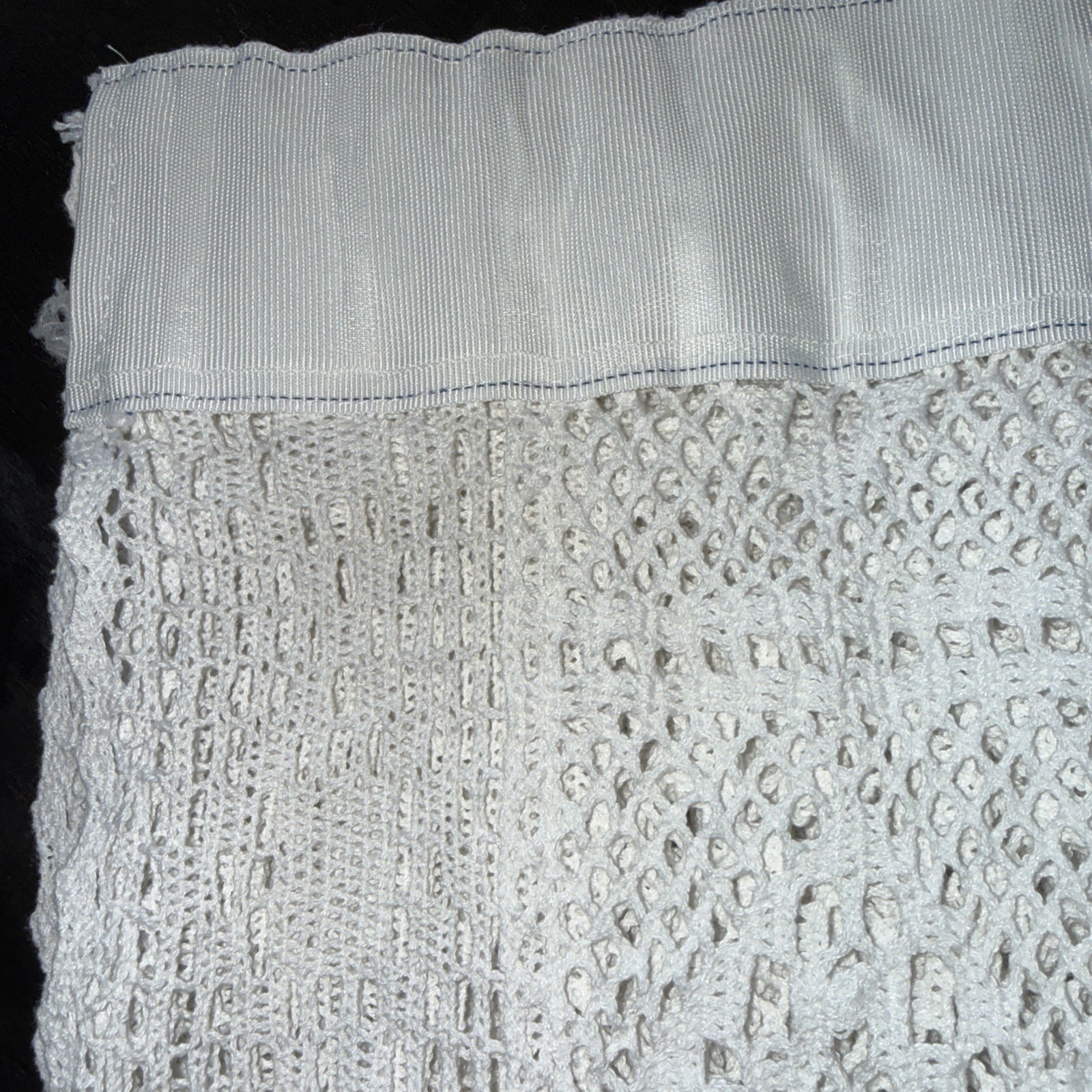 Set Of 2 Crochet Open Lace Cotton Curtains Drapes Unlined 26”x 72” L White