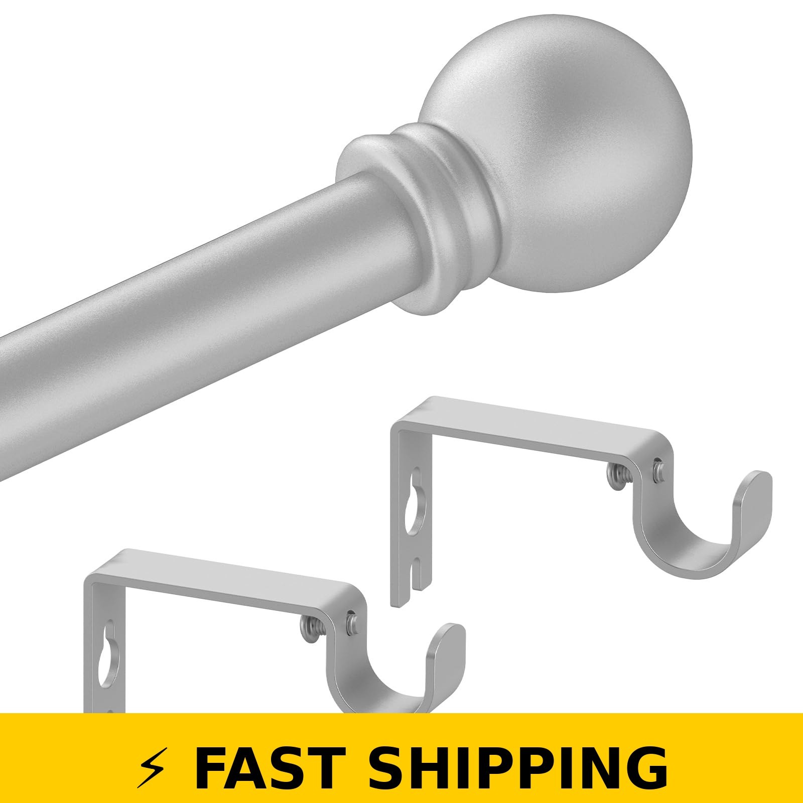 Authandis Silver Adjustable Curtain Rod 32-48 Inch – Gray