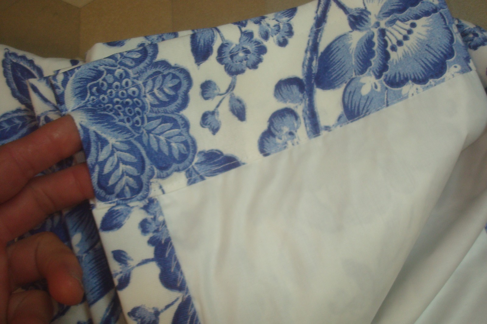 New One Pr Custom Drapes Curtains Lined Shabby Blue White Floral ea 41″ x 84″ lg