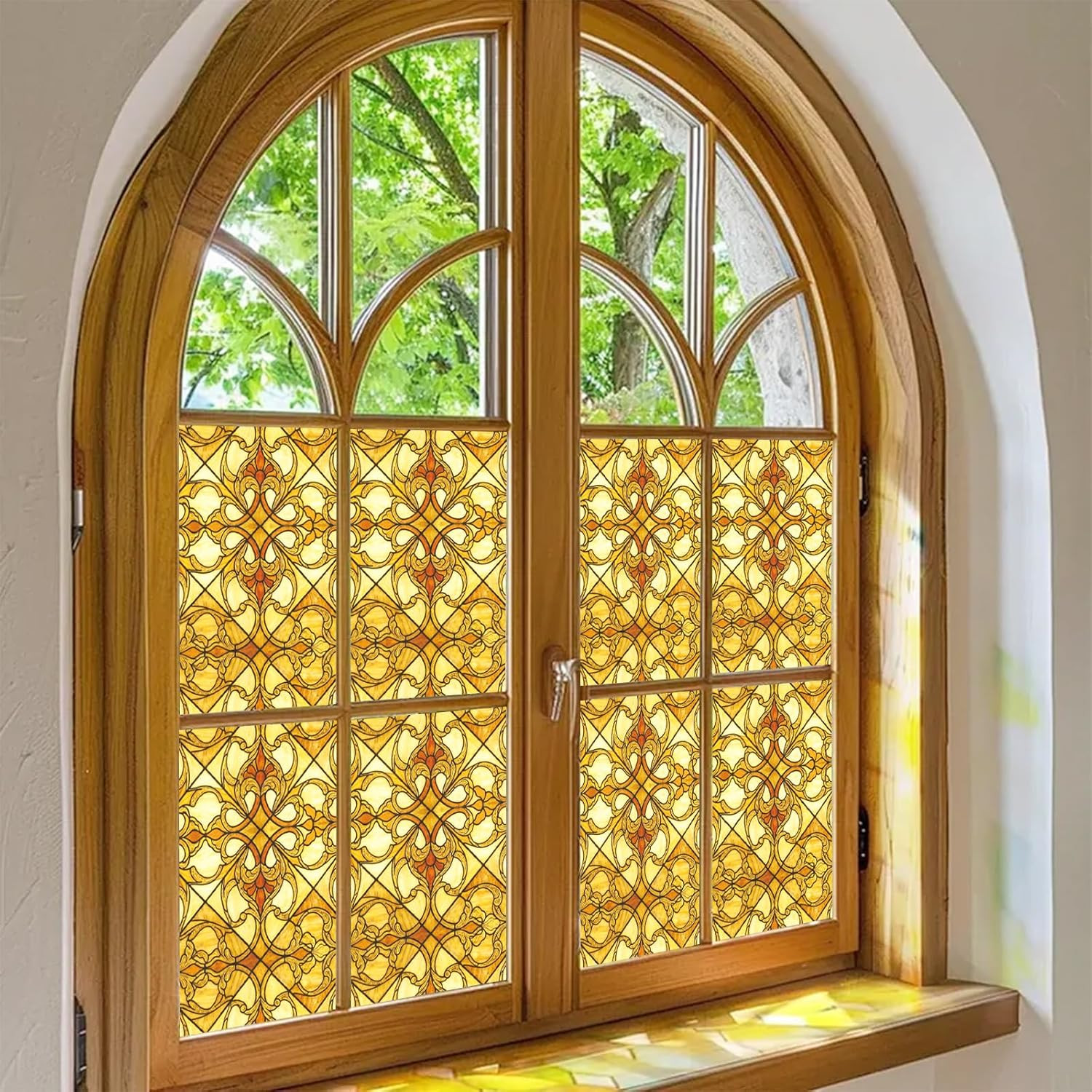 Window Privacy Film Stained Glass, 6 Pcs Vintage Static Cling Decorative Window