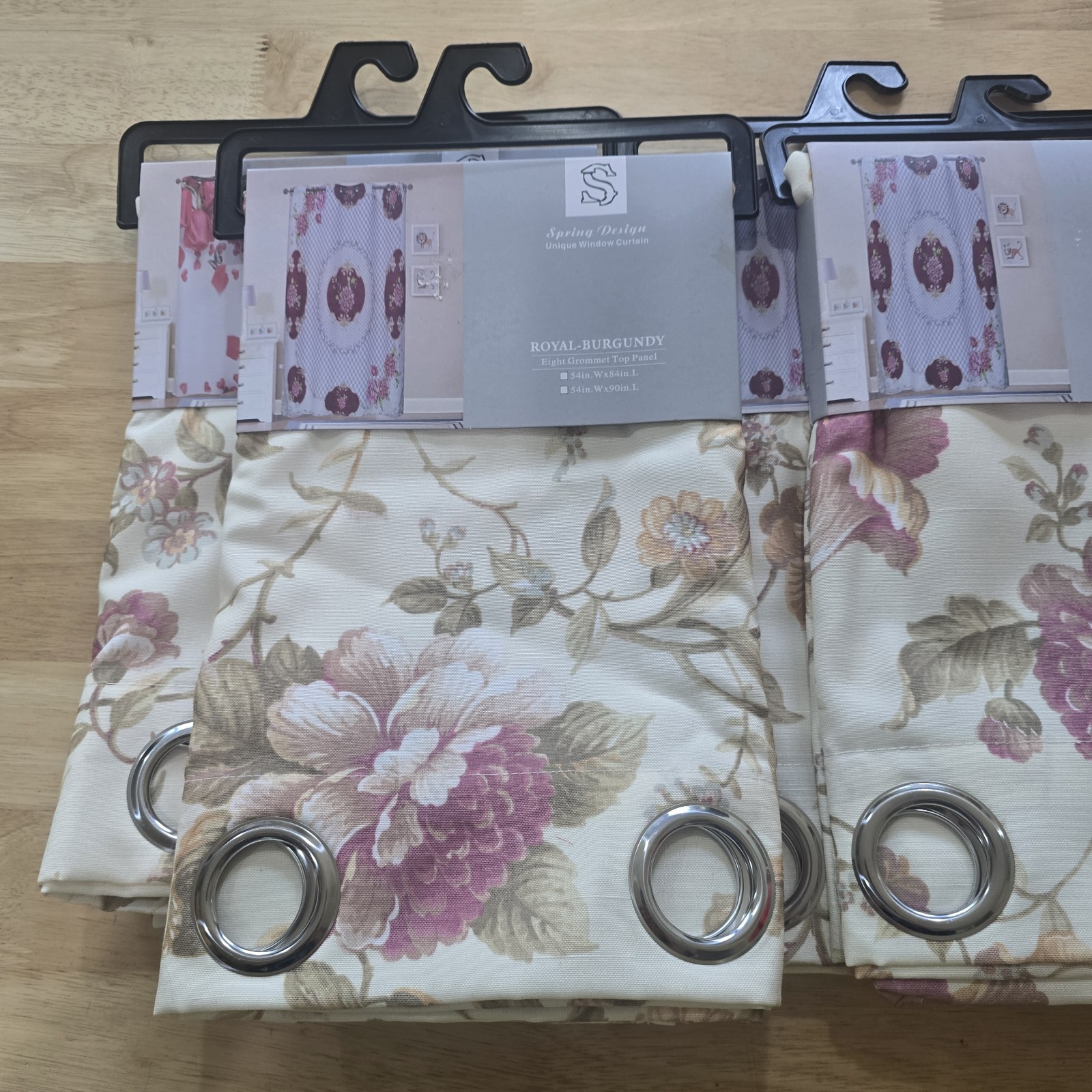 4 Pair of Royal Burgandy Eyelet Ring Strong material Curtain Sets of 2 54′ 84″