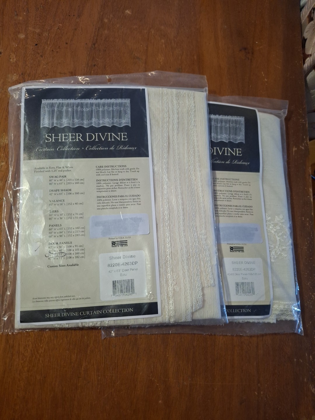 Heritage Lace SHEER DIVINE 42 X 63″ Door Panels ECRU – Set Of TWO Panels